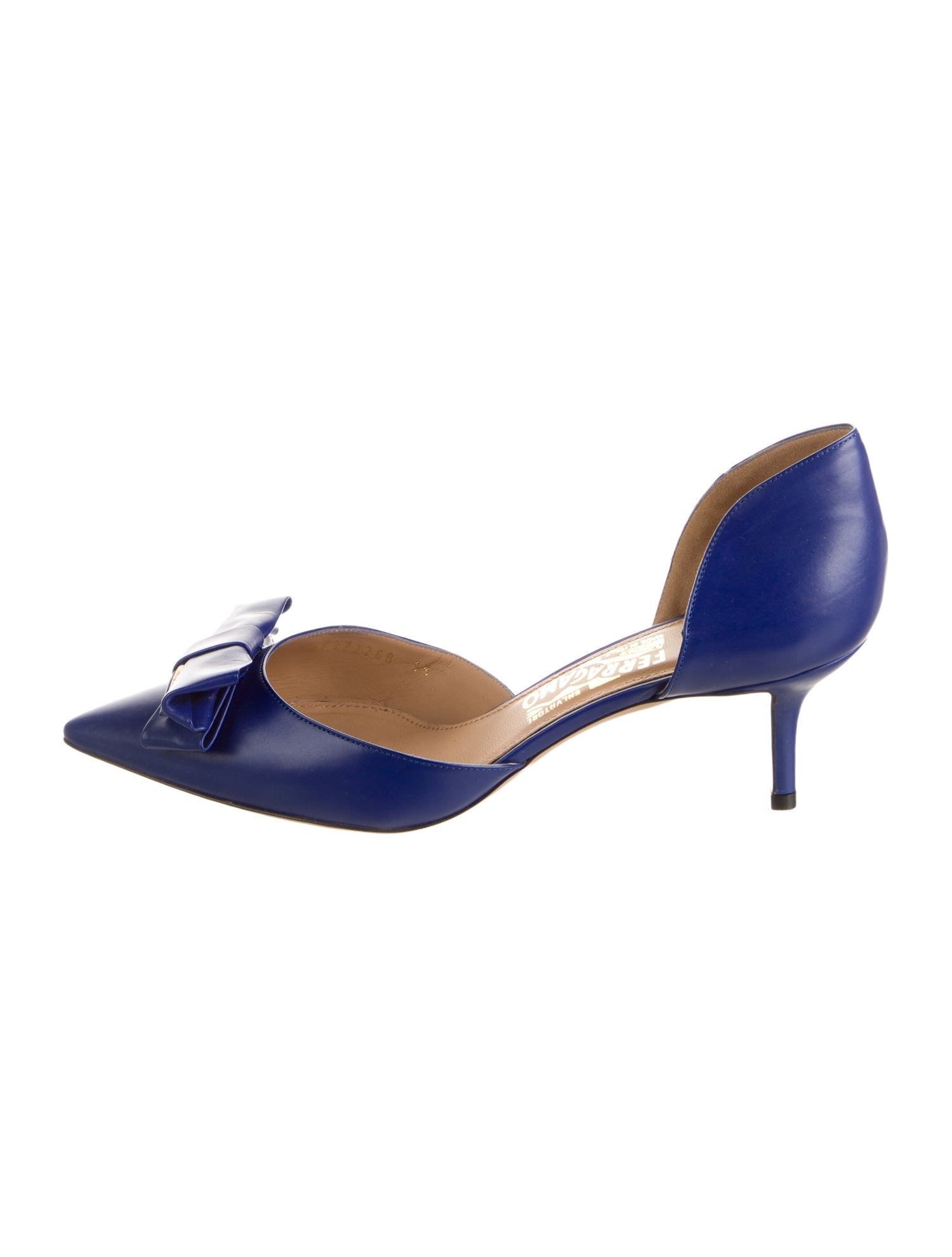 Salvatore Ferragamo Leather Bow Accents D'Orsay Pumps