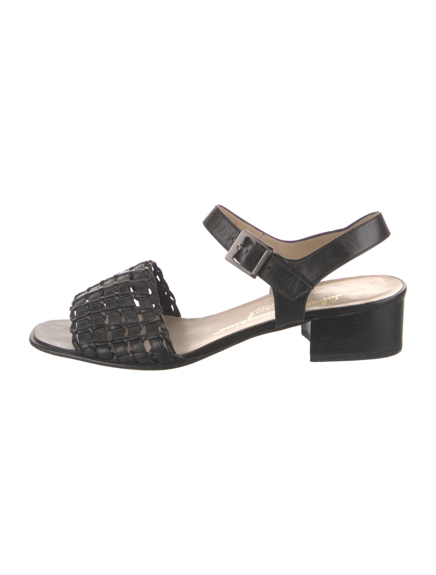 Salvatore Ferragamo Leather Braided Accents Slingback Sandals