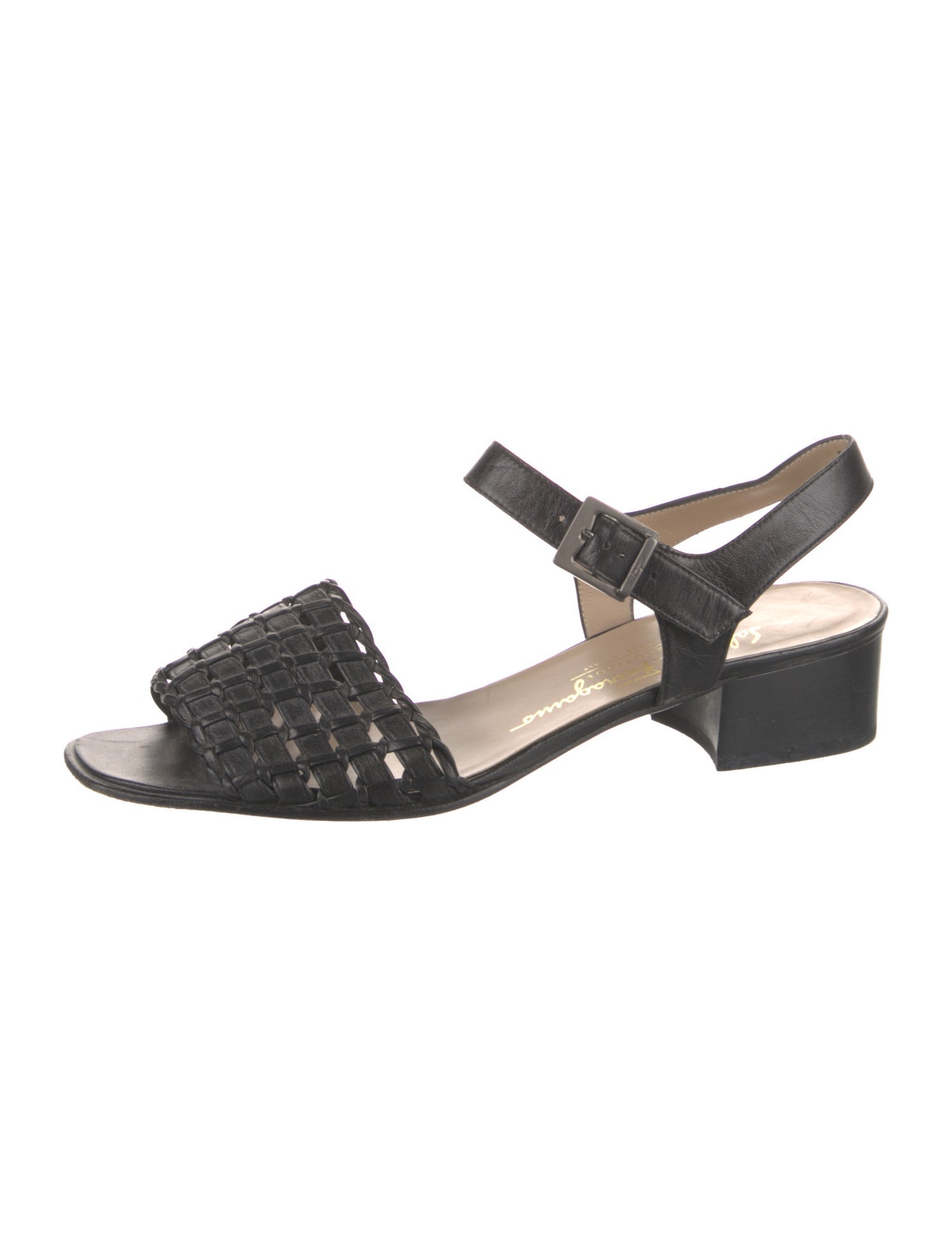 Salvatore Ferragamo Leather Braided Accents Slingback Sandals