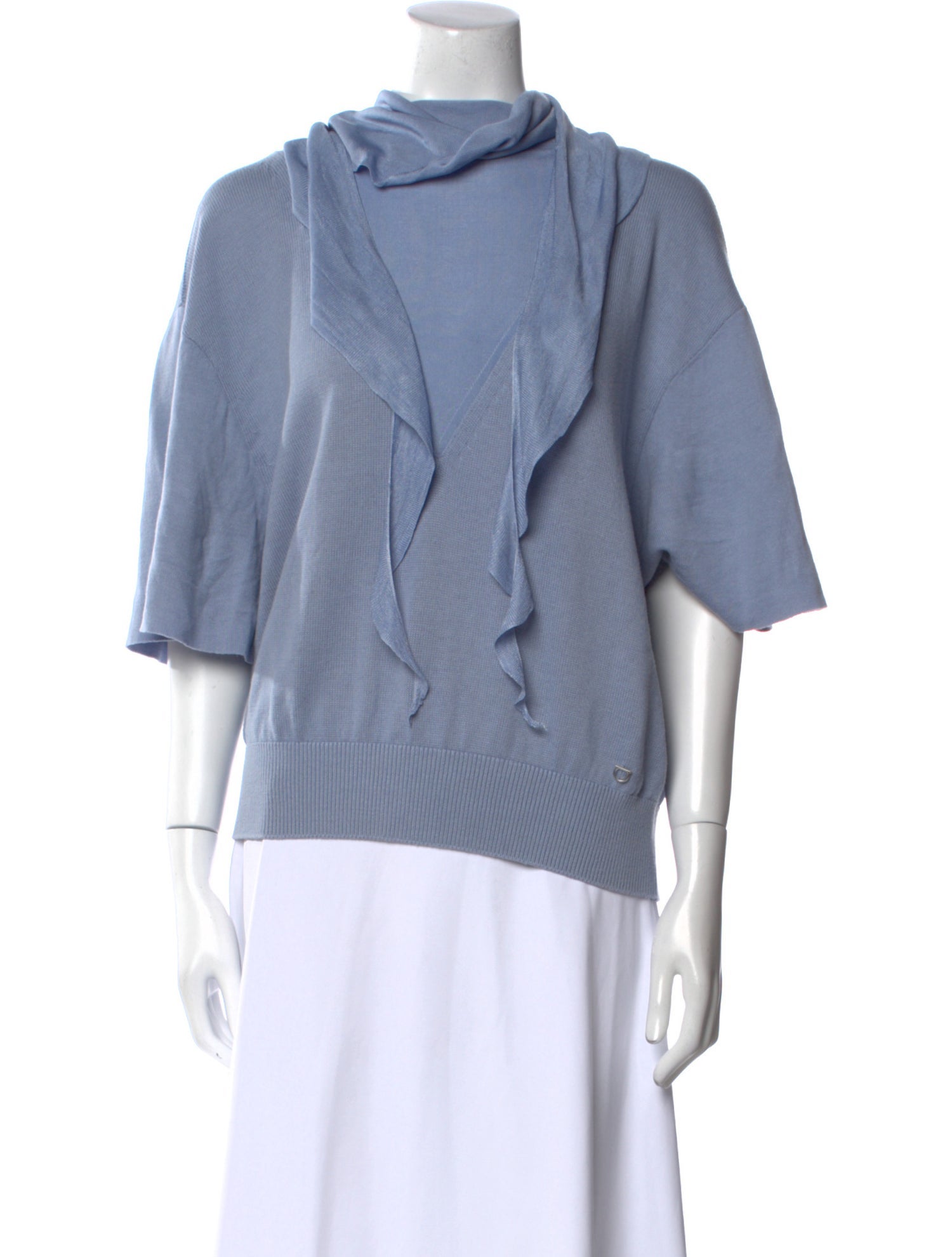 Salvatore Ferragamo Cowl Neck Three-Quarter Sleeve Blouse