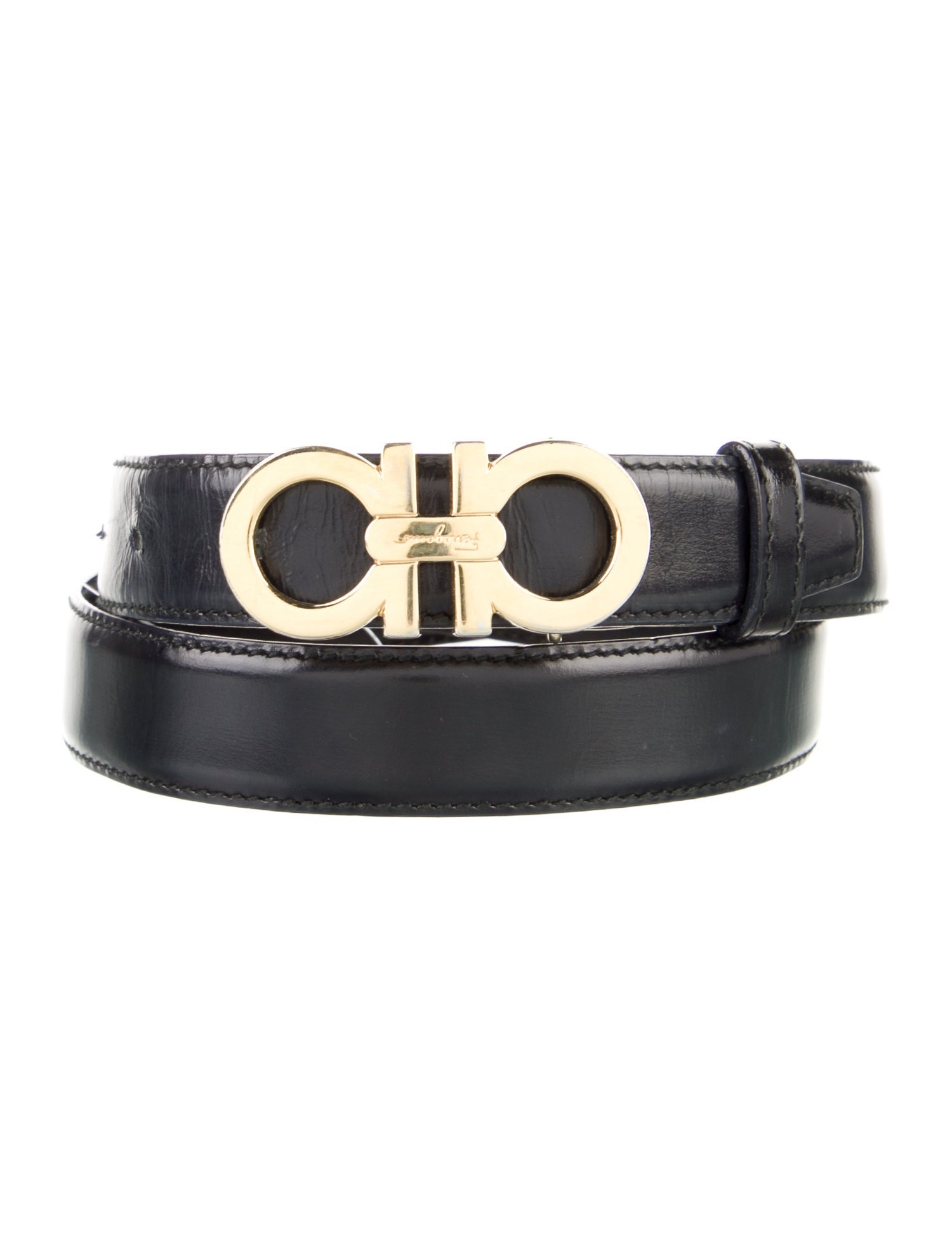 Salvatore Ferragamo Gancini Logo Skinny Belt