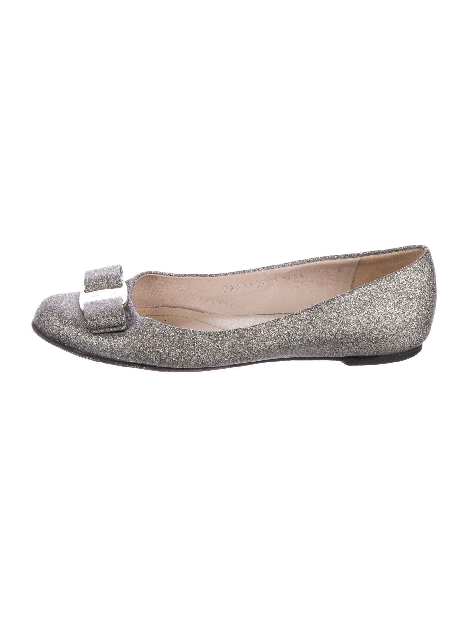 Salvatore Ferragamo Glitter Bow Accents Flats