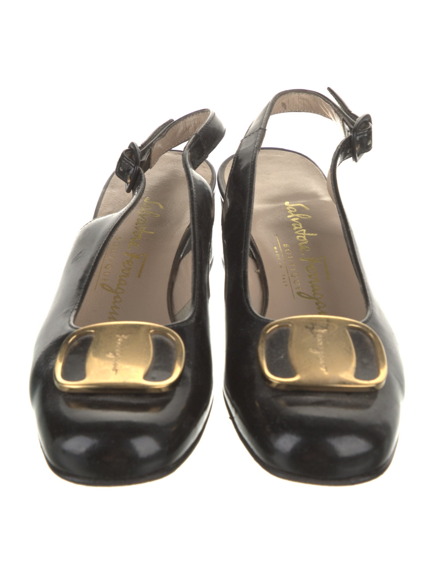 Salvatore Ferragamo Vara Bow Accent Patent Leather Slingback Pumps