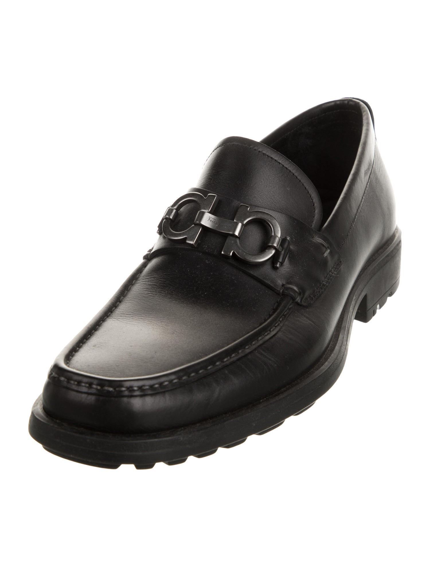 Salvatore Ferragamo Horsebit Accent Leather Dress Loafers