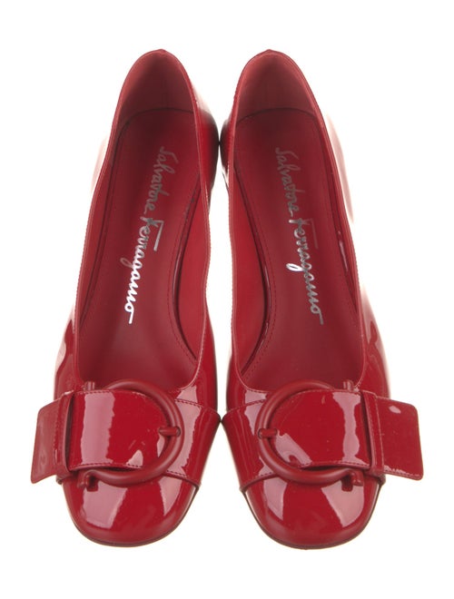 Salvatore Ferragamo Patent Leather Bow Accents Pumps