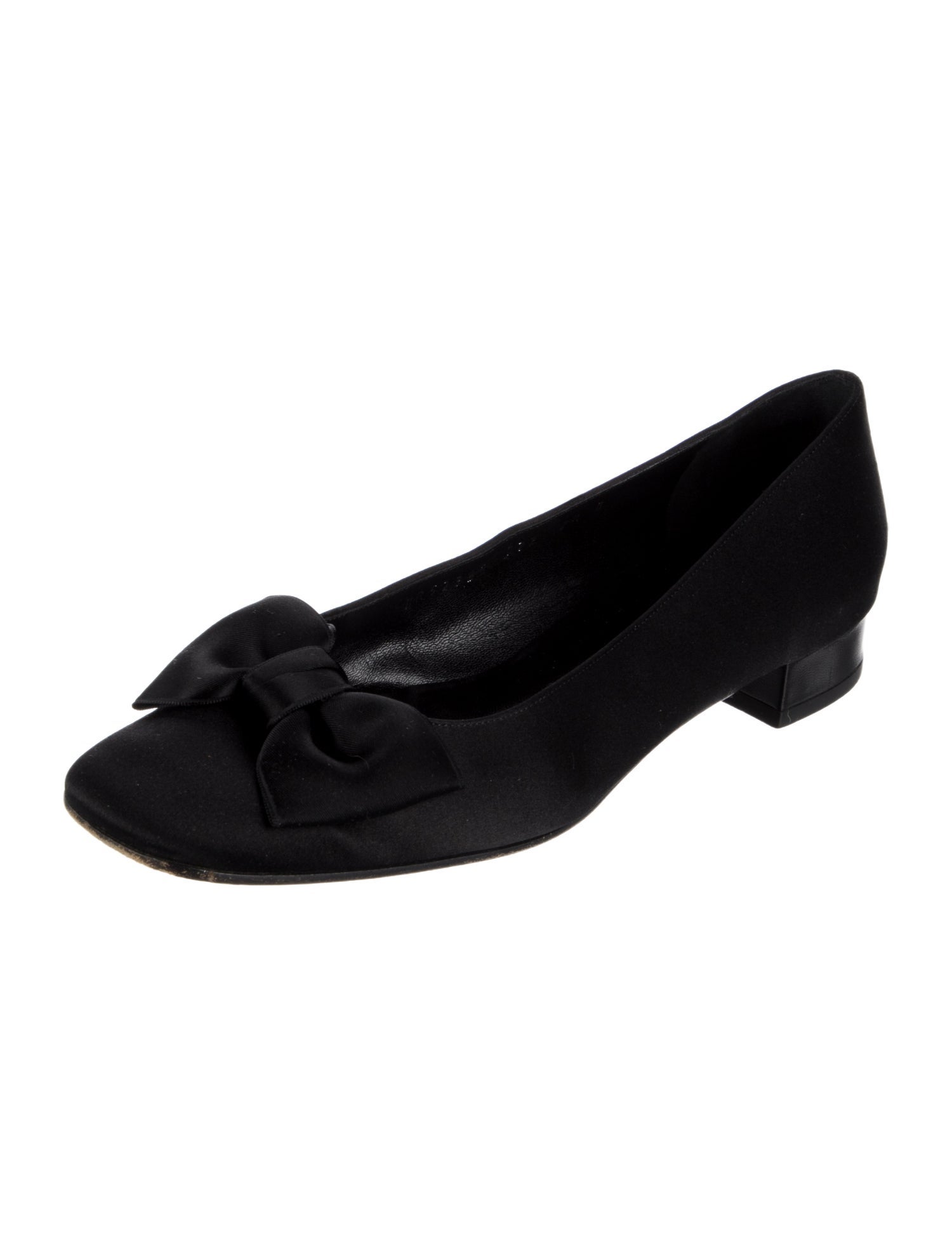 Salvatore Ferragamo Satin Bow Accents Flats