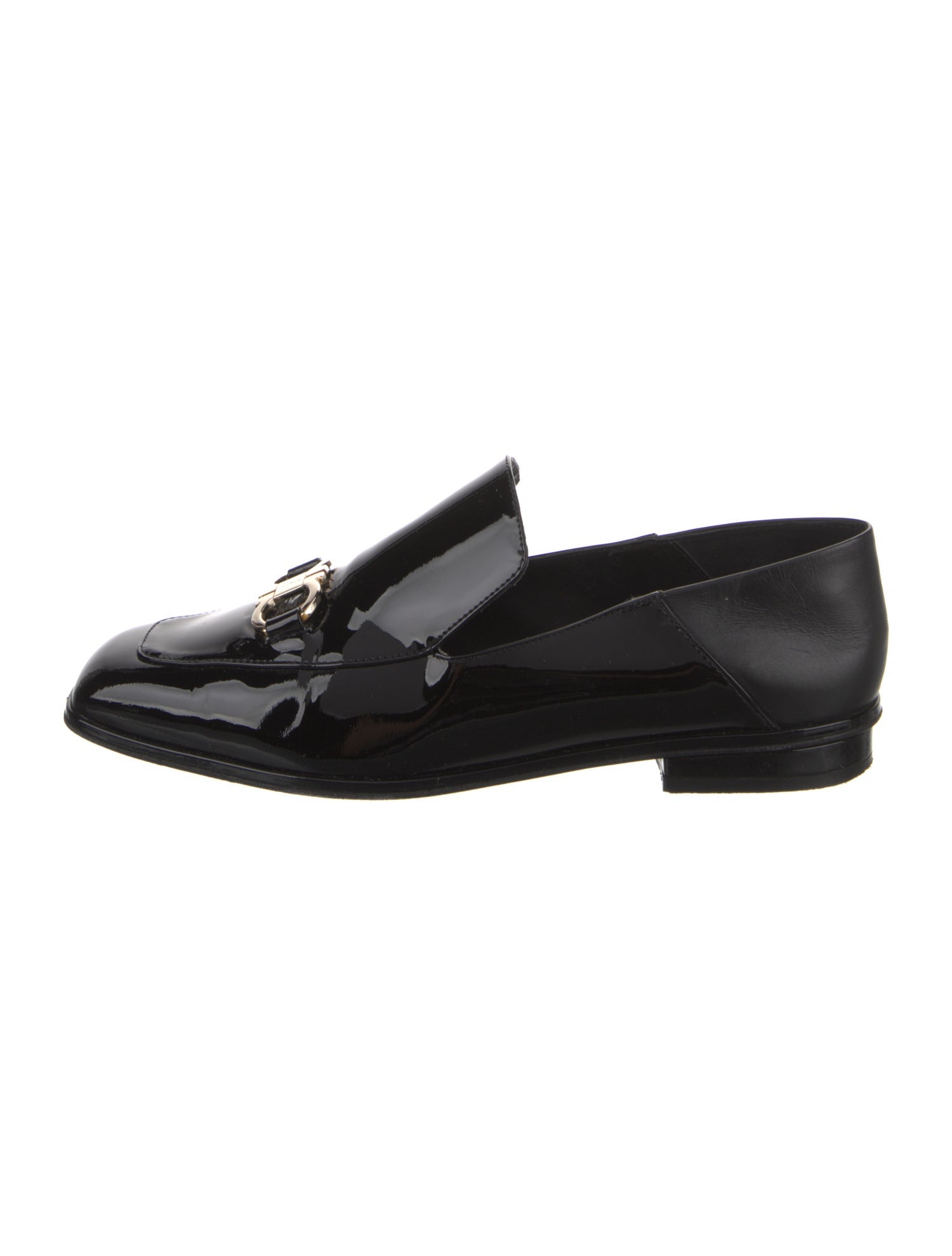 Salvatore Ferragamo Patent Leather Bow Accents Loafers