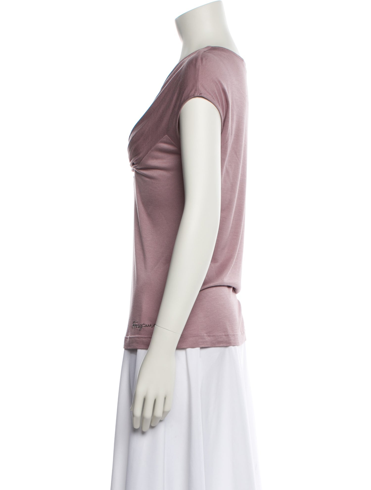 Salvatore Ferragamo Cowl Neck Short Sleeve Blouse