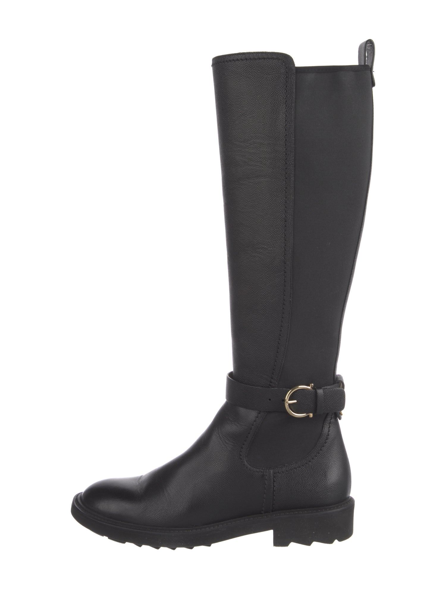 Salvatore Ferragamo Gancini Logo Leather Riding Boots
