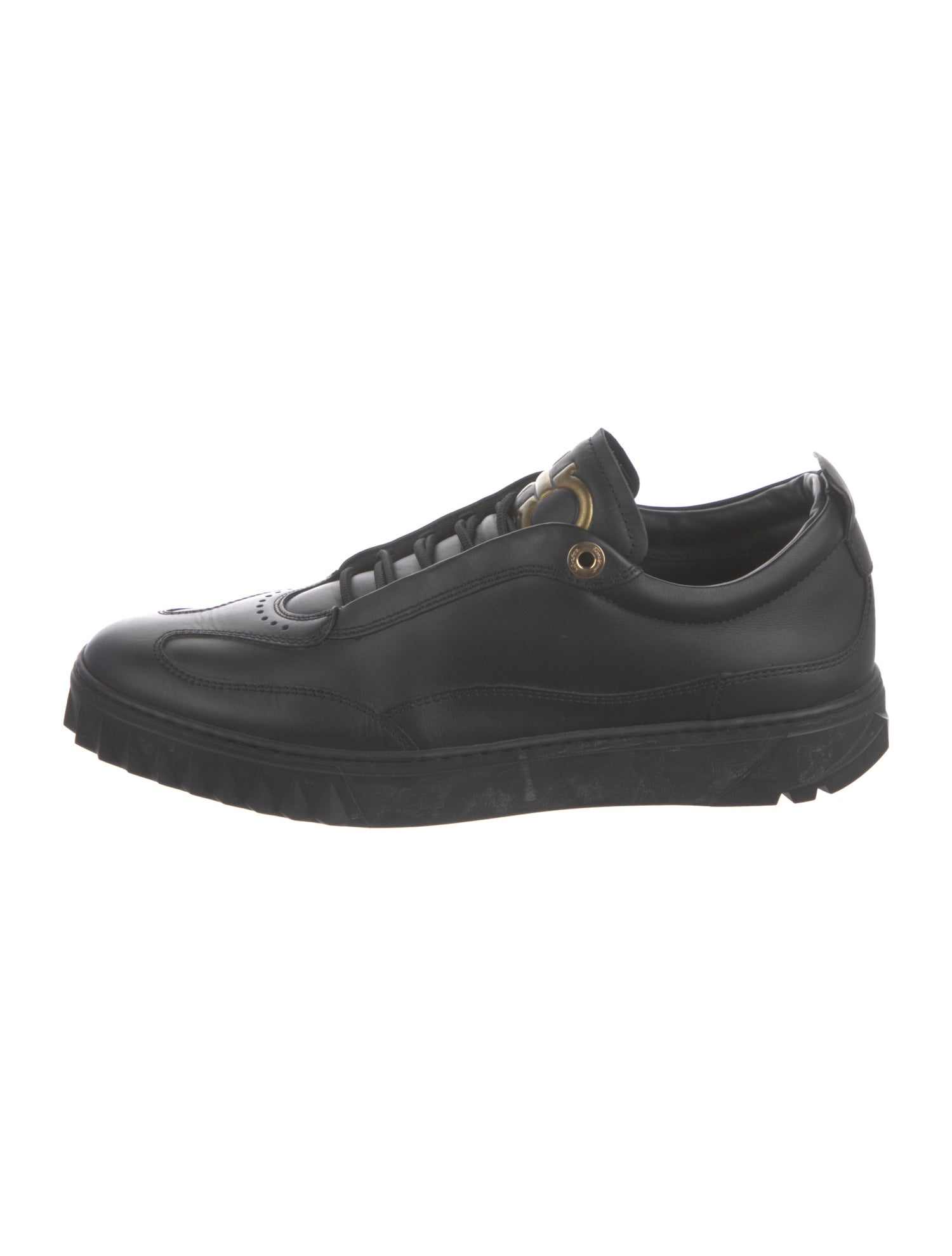 Salvatore Ferragamo Gancini Logo Leather Sneakers