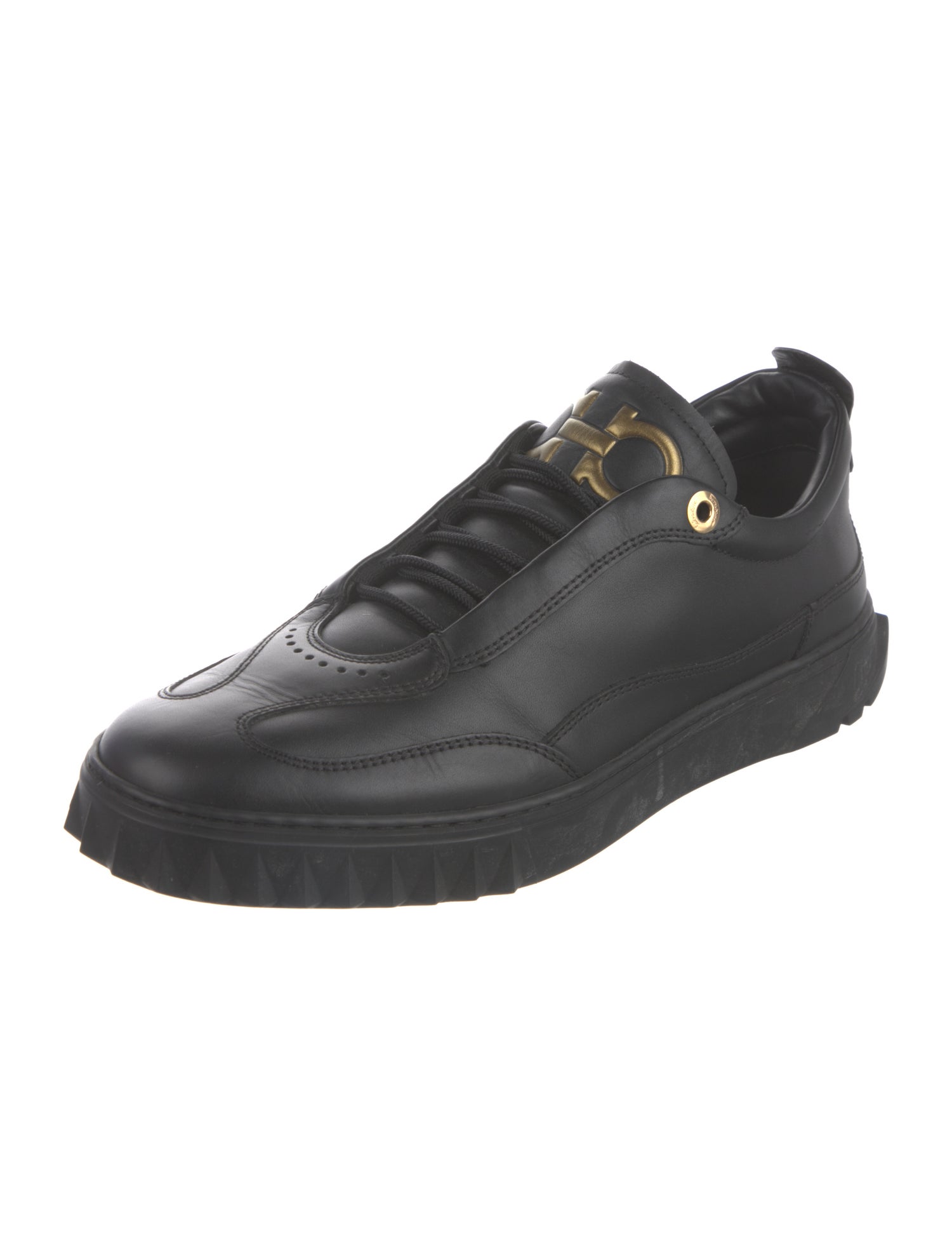 Salvatore Ferragamo Gancini Logo Leather Sneakers