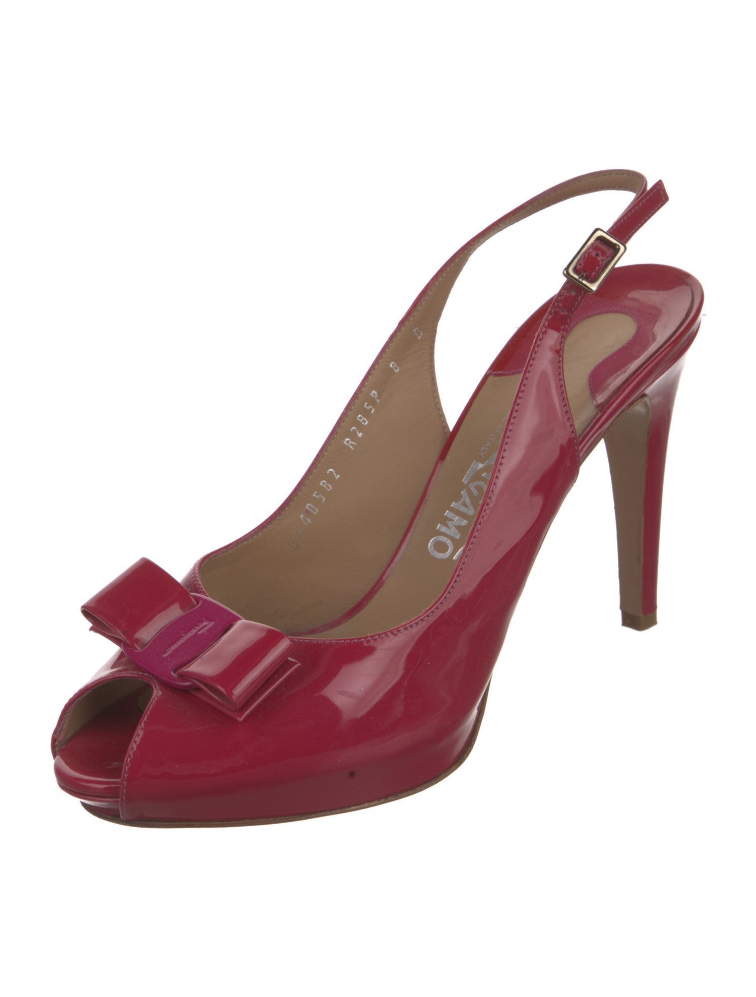 Salvatore Ferragamo Vara Bow Accent Patent Leather Slingback Pumps