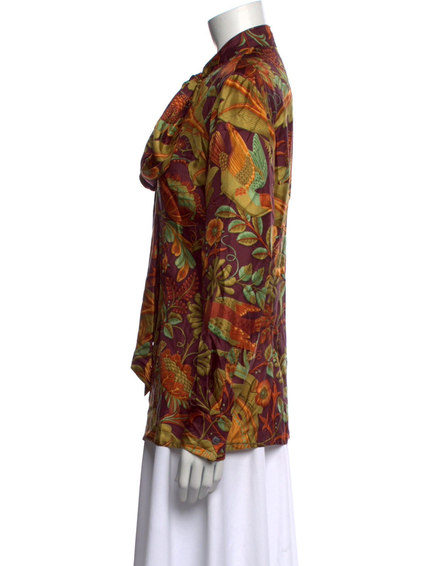 Salvatore Ferragamo Silk Printed Button-Up Top