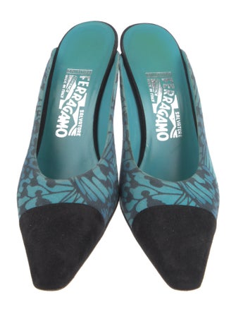 Salvatore Ferragamo Suede Printed Mules