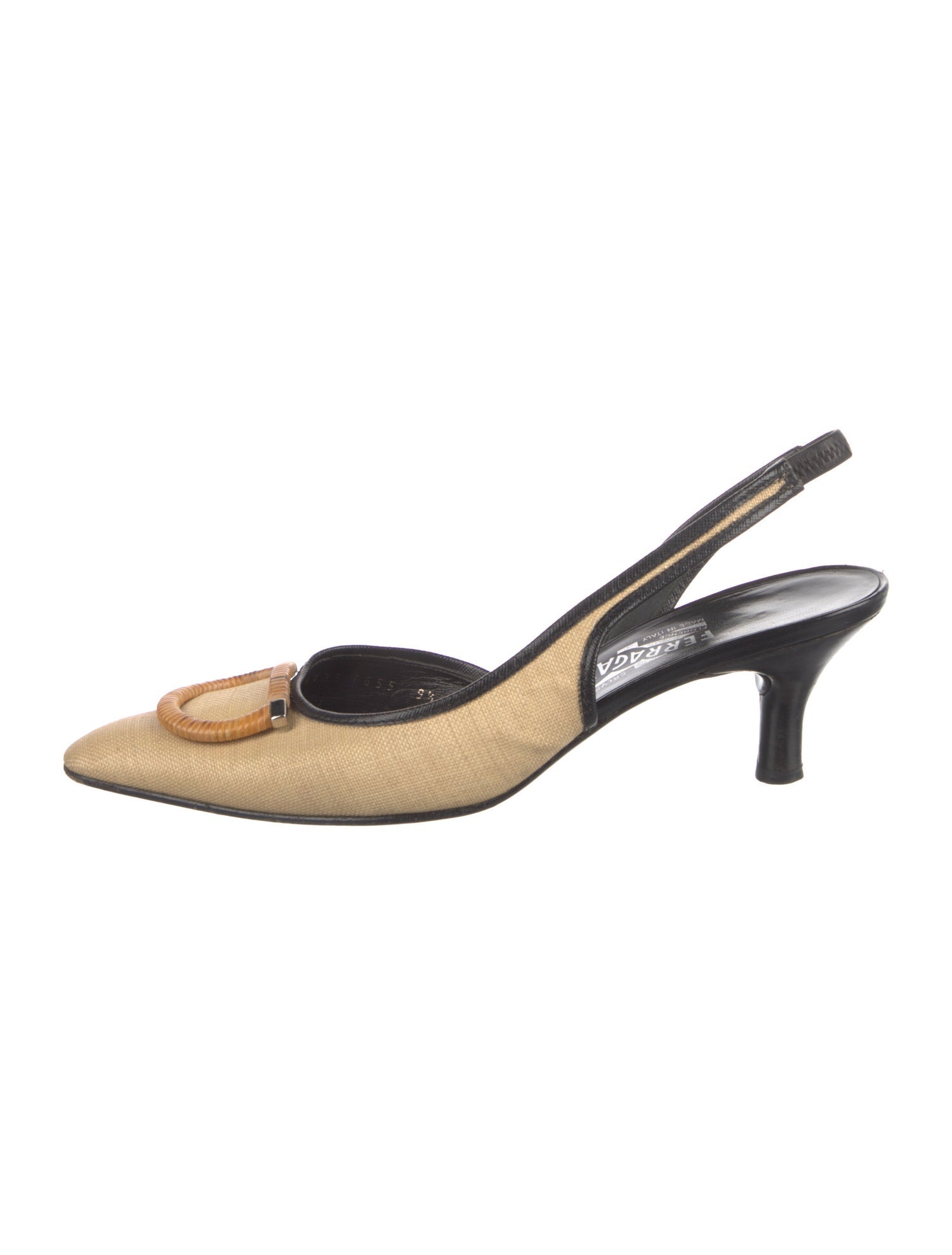 Salvatore Ferragamo Gancini Logo Canvas Slingback Pumps