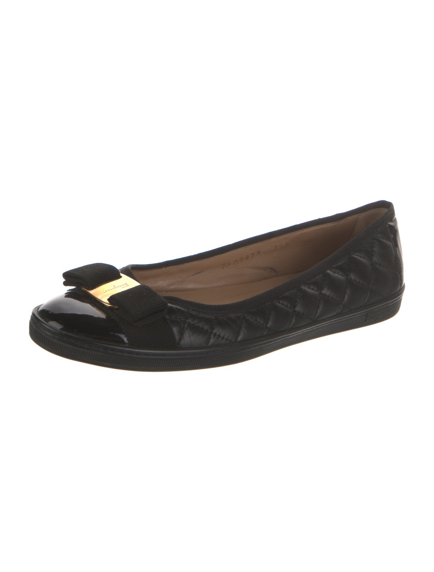 Salvatore Ferragamo Quilted Pattern Leather Ballet Flats