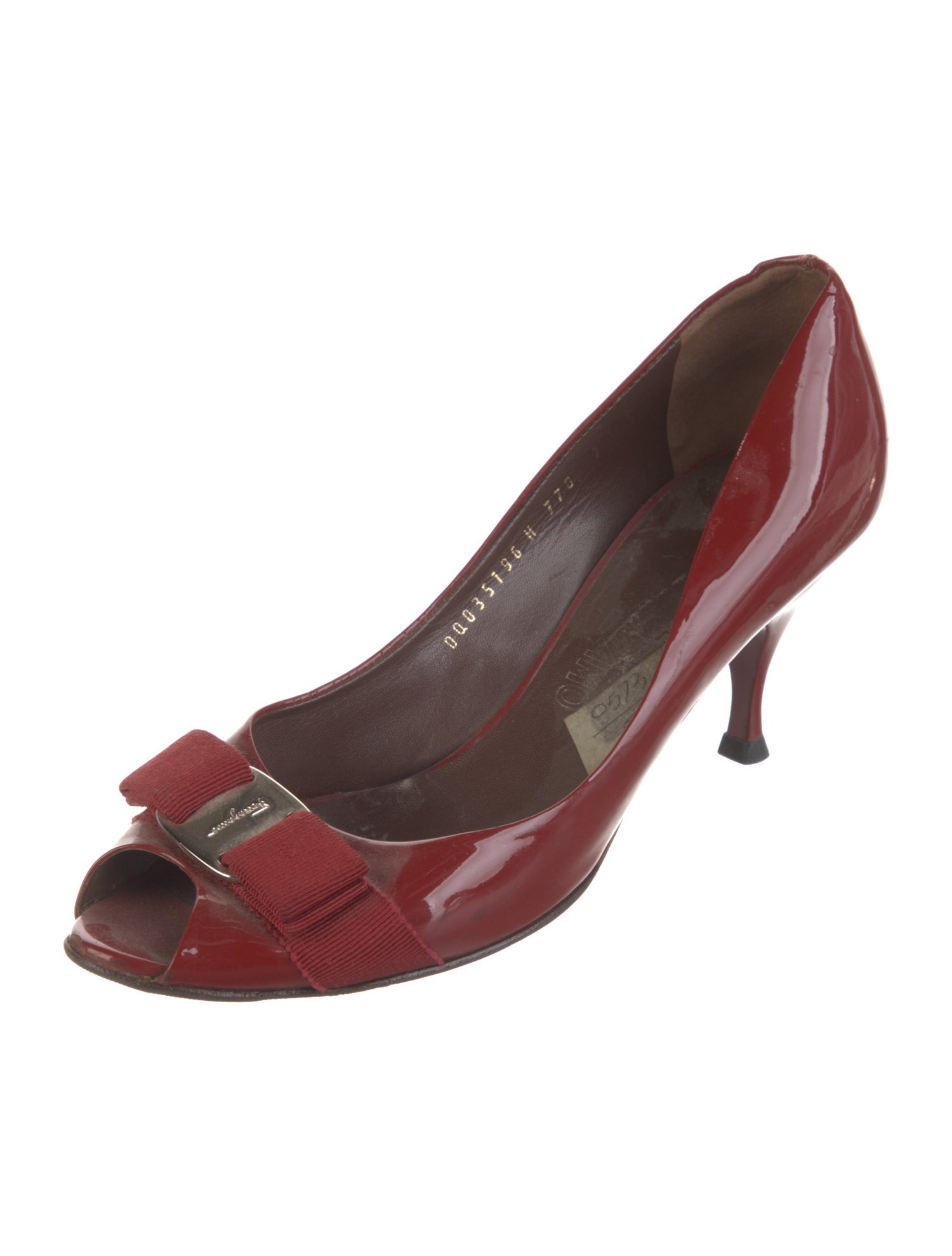 Salvatore Ferragamo Patent Leather Bow Accents Pumps