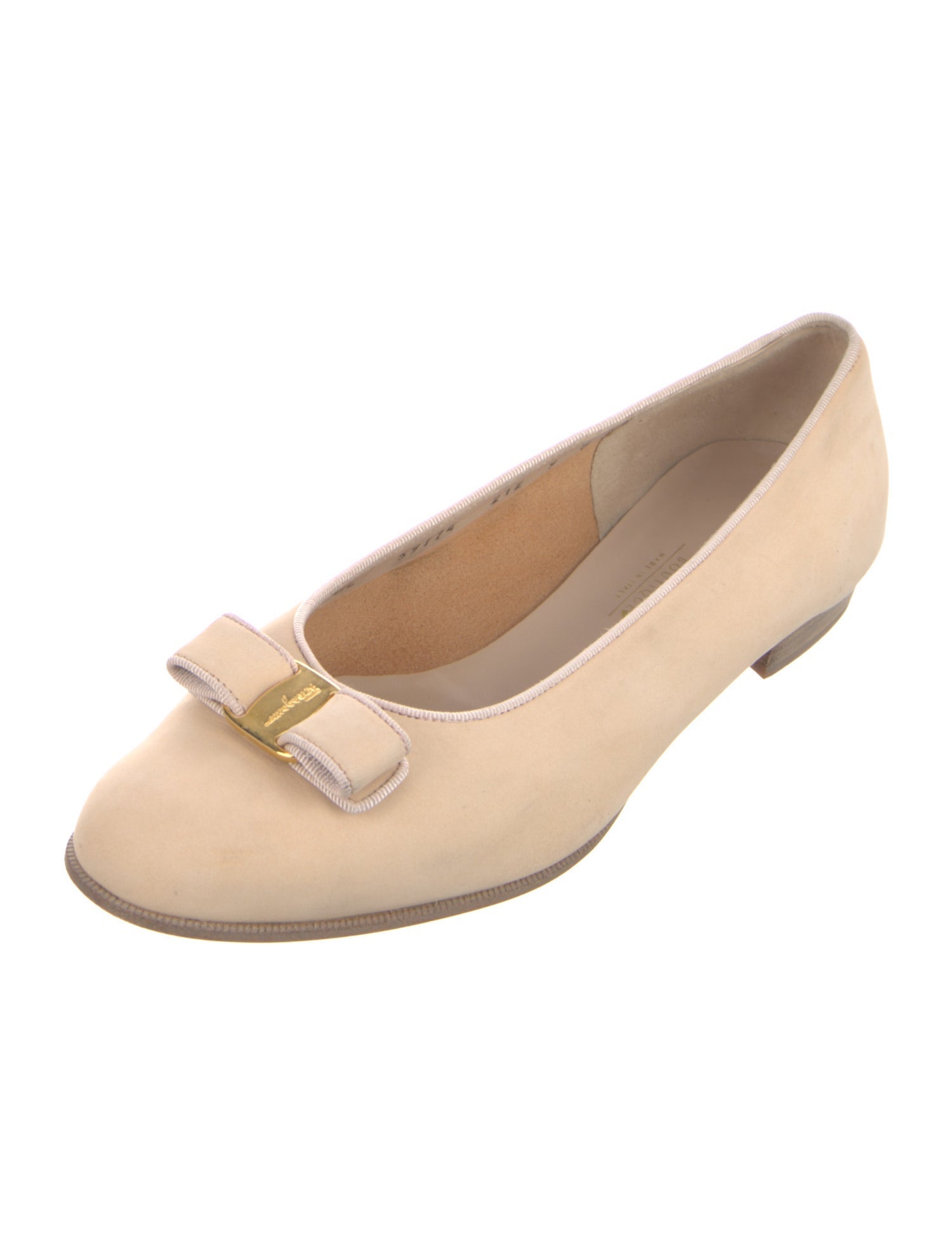 Salvatore Ferragamo Suede Bow Accents Flats