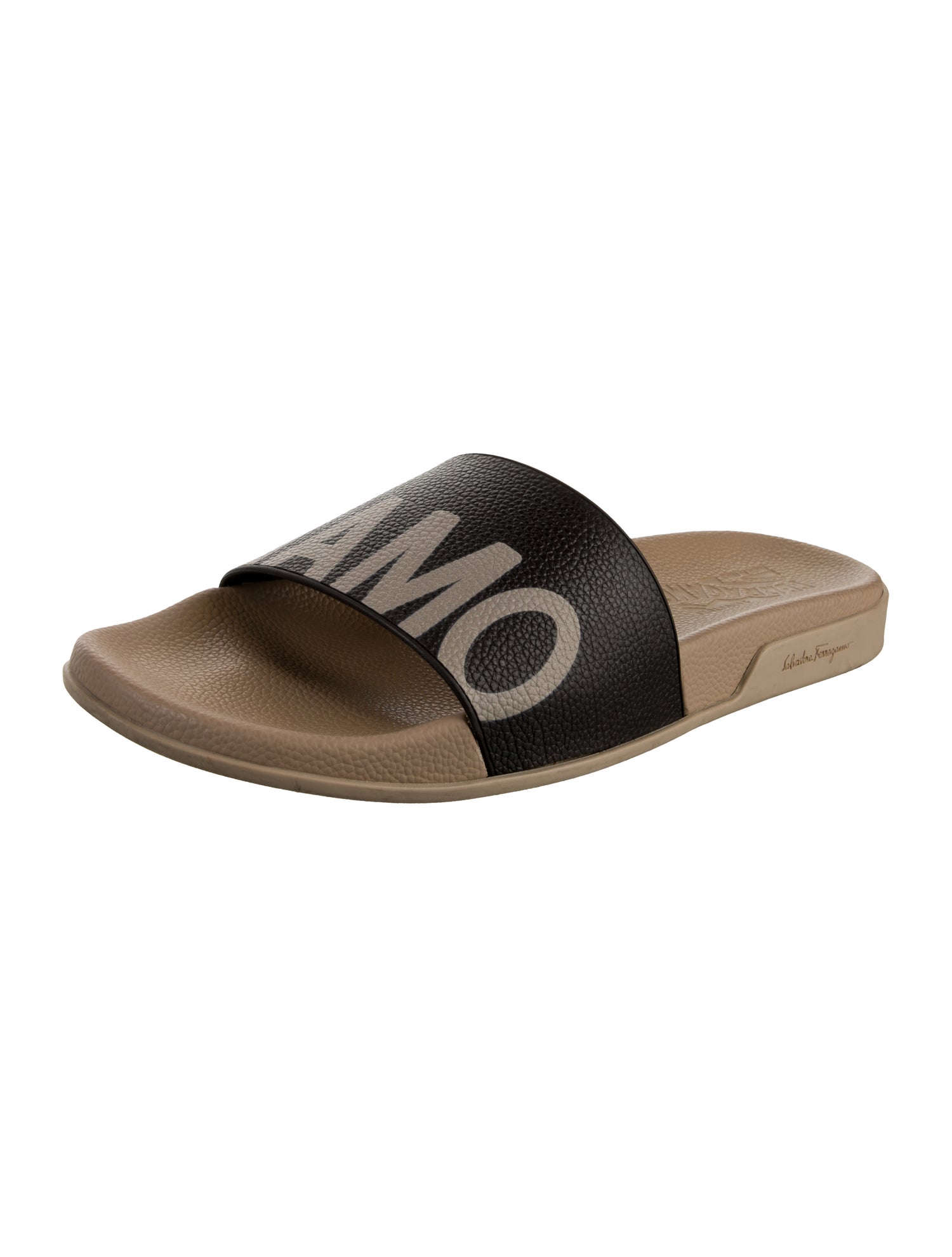 Salvatore Ferragamo Gancini Logo Leather Slides