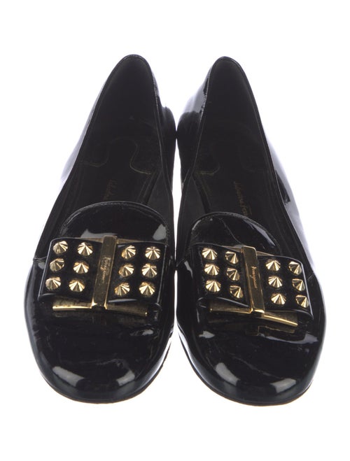 Salvatore Ferragamo Patent Leather Bow Accents Loafers