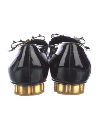 Salvatore Ferragamo Patent Leather Bow Accents Loafers