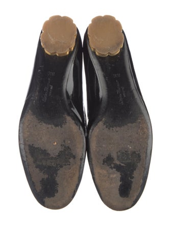 Salvatore Ferragamo Patent Leather Bow Accents Loafers