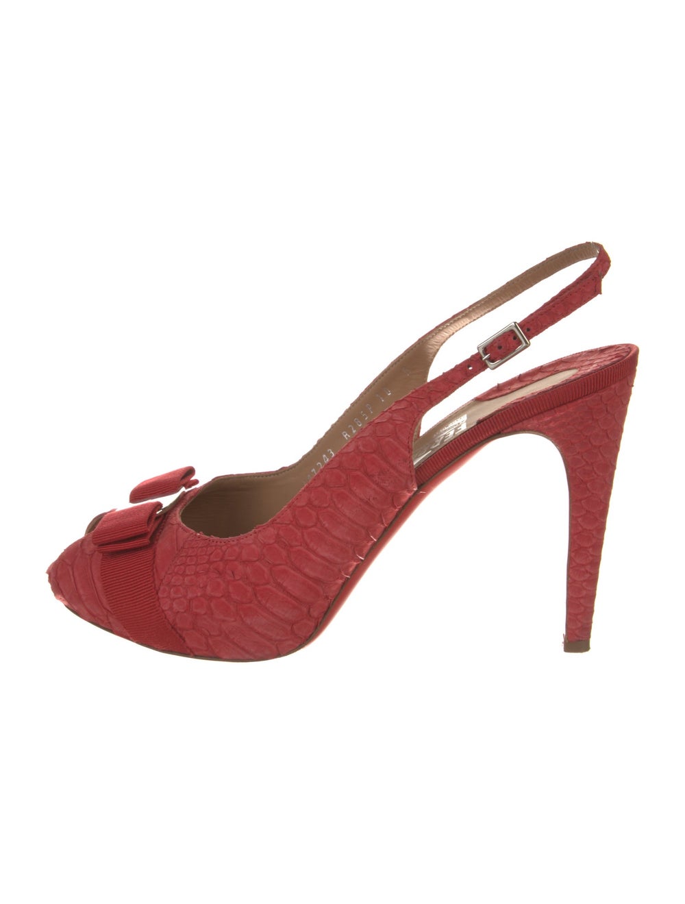 Salvatore Ferragamo Python Slingback Pumps Red Va… - image 1