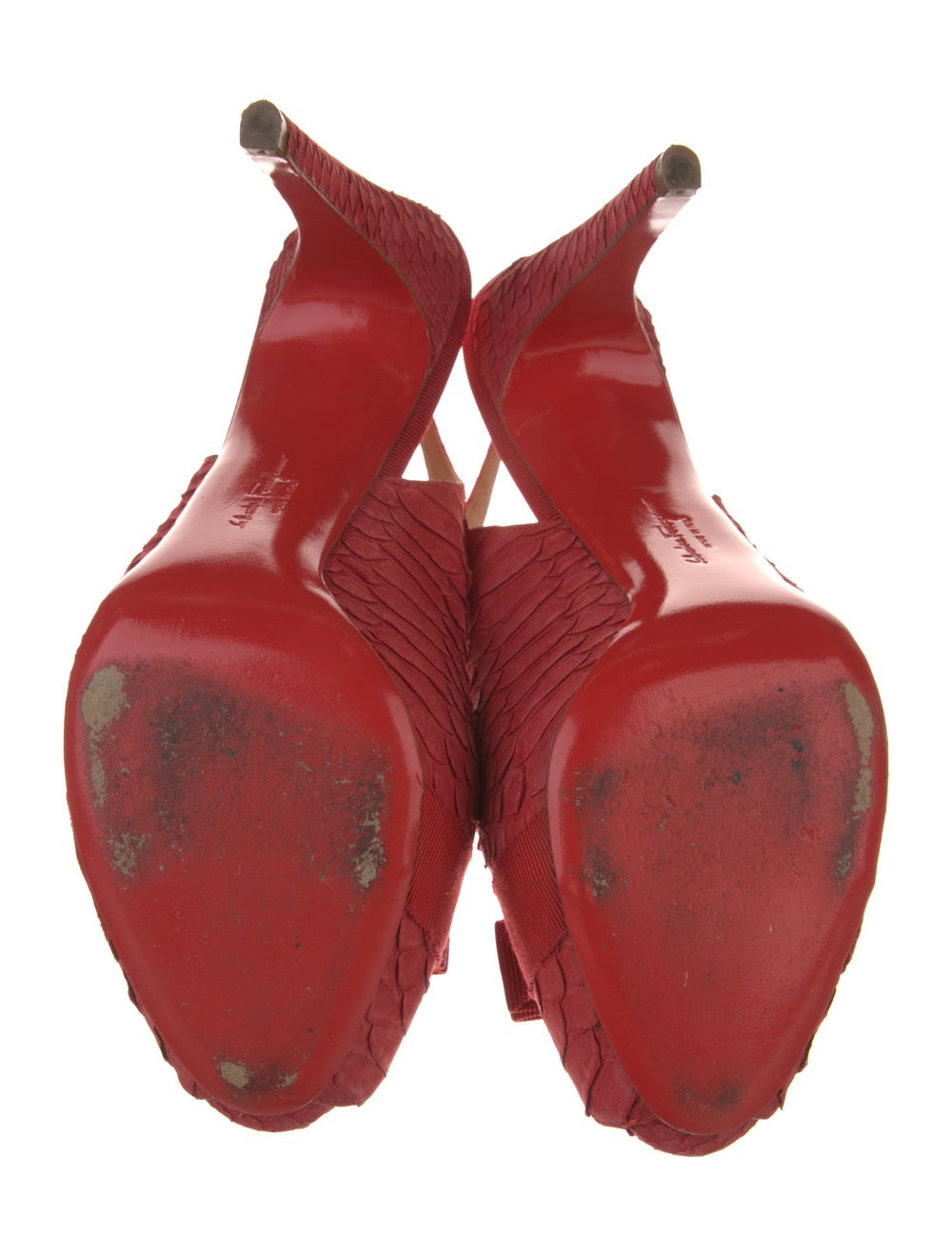 Salvatore Ferragamo Python Slingback Pumps Red Va… - image 5