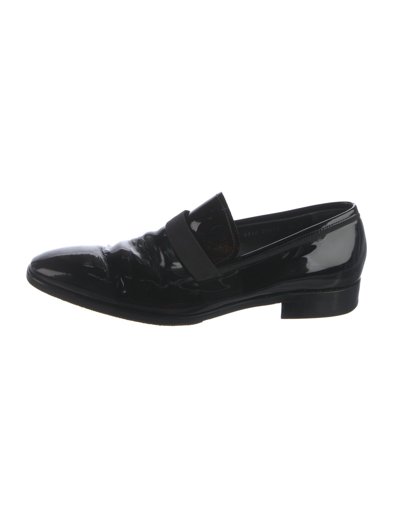Salvatore Ferragamo Patent Leather Grosgrain Trim Dress Loafers
