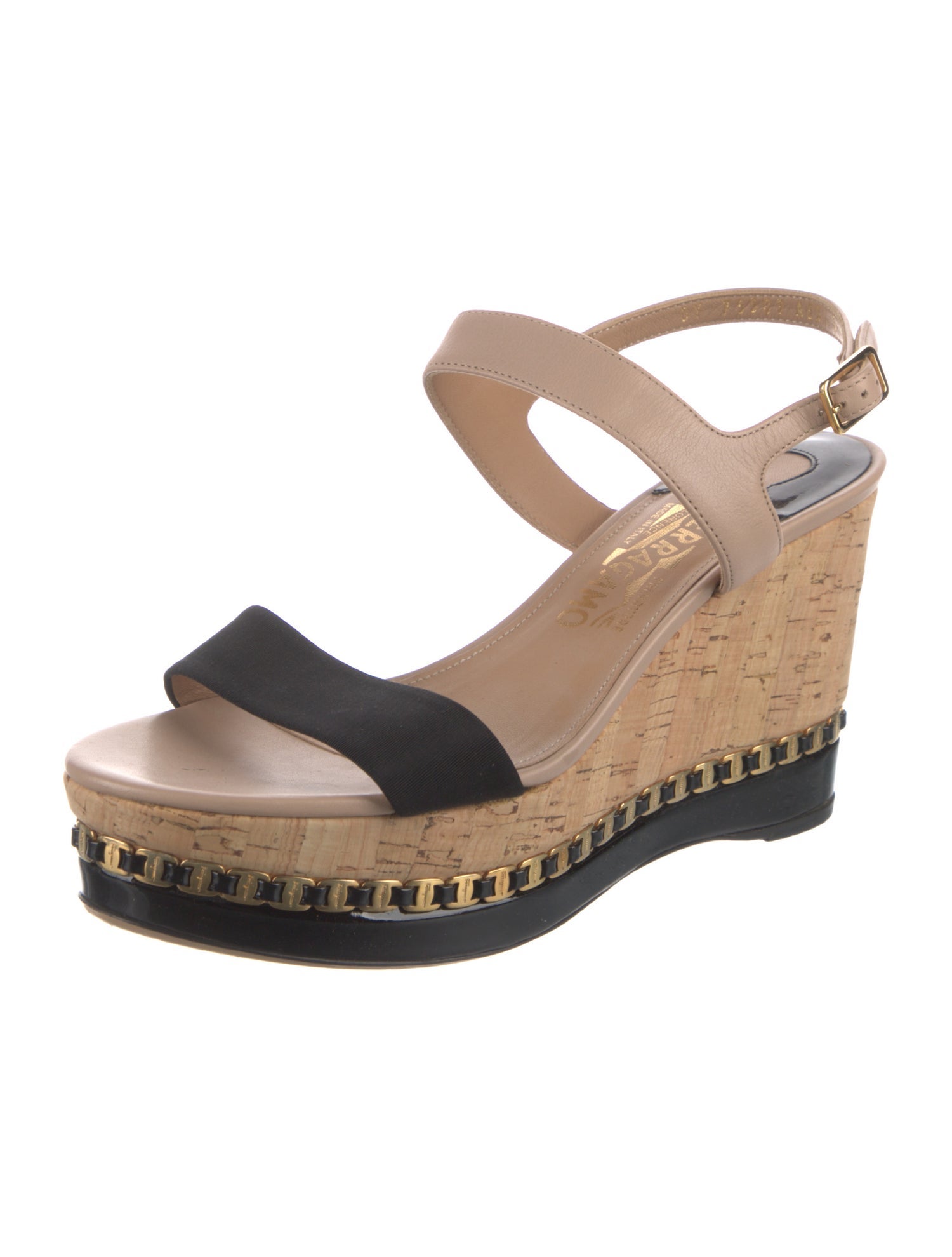 Salvatore Ferragamo Leather Colorblock Pattern Slingback Sandals