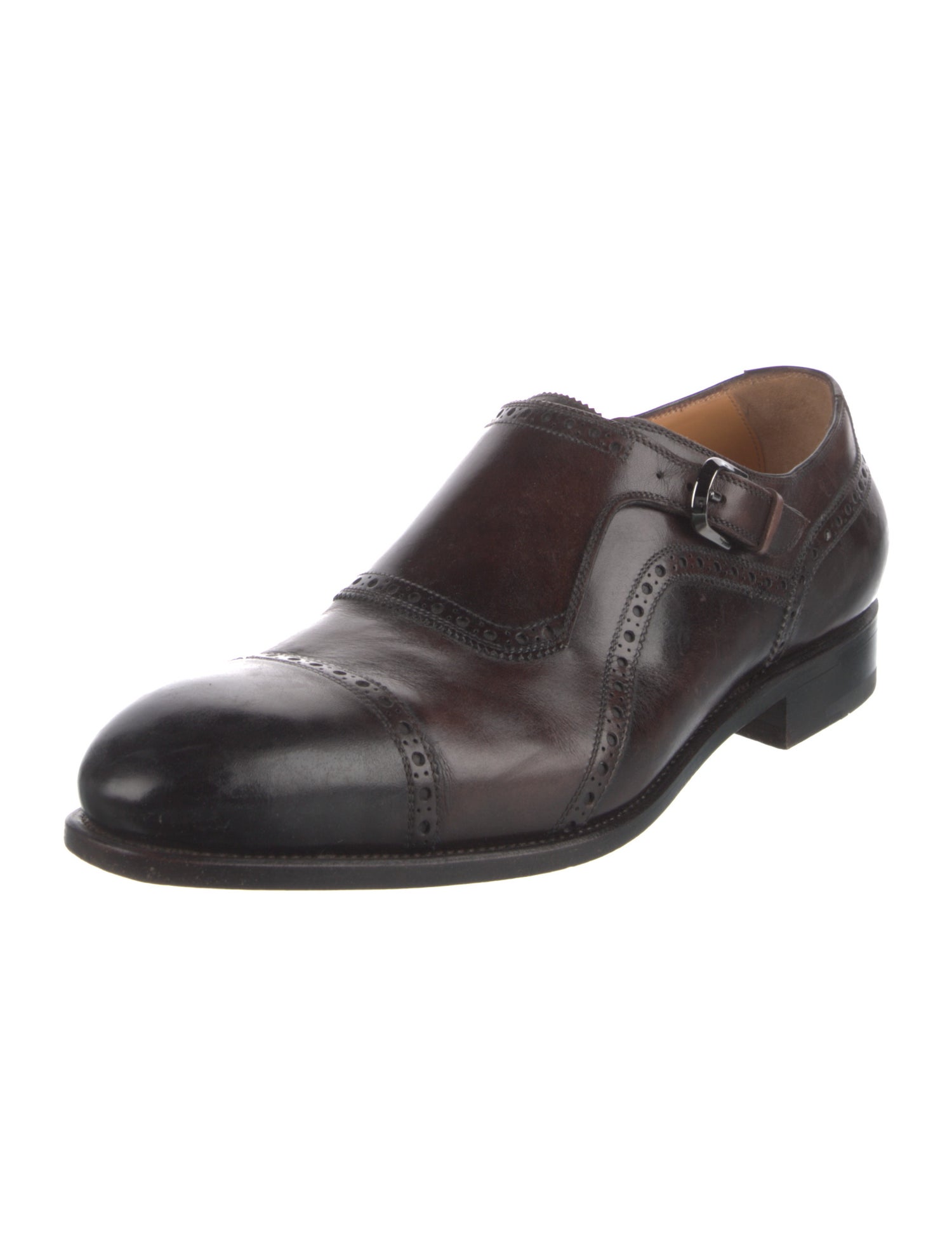 Salvatore Ferragamo Leather Monk Straps