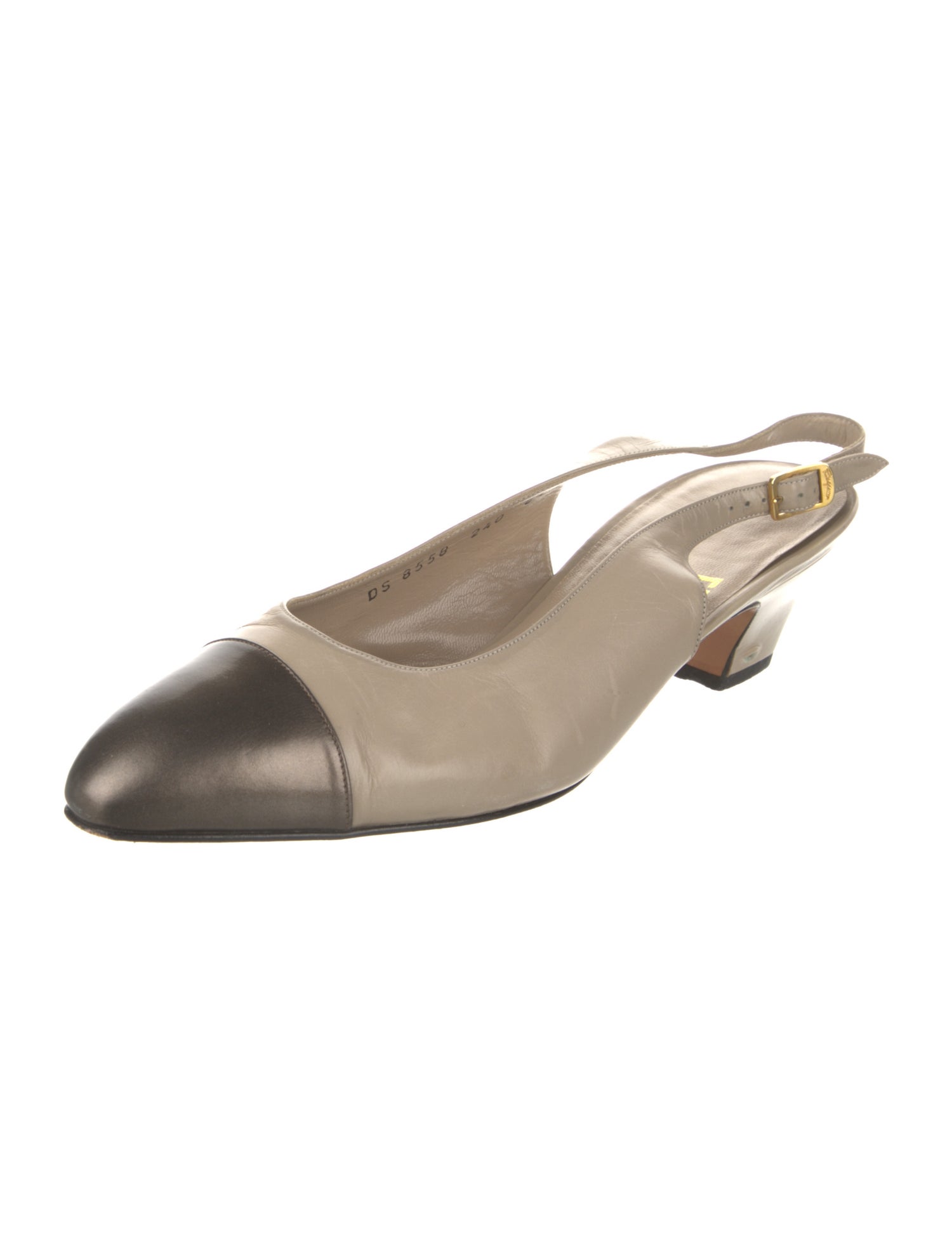 Salvatore Ferragamo Leather Colorblock Pattern Slingback Pumps