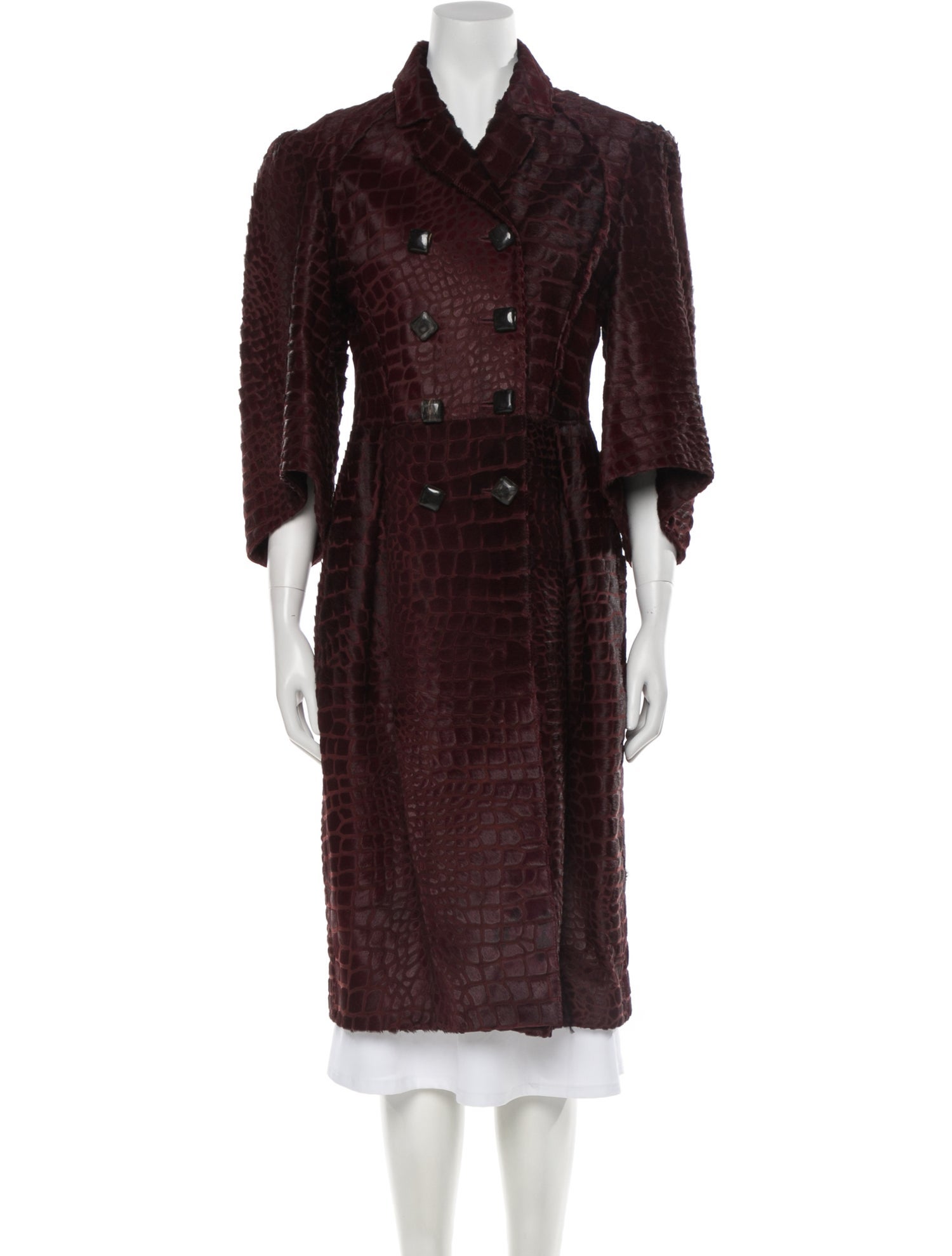 Salvatore Ferragamo Leather Printed Faux Fur Coat