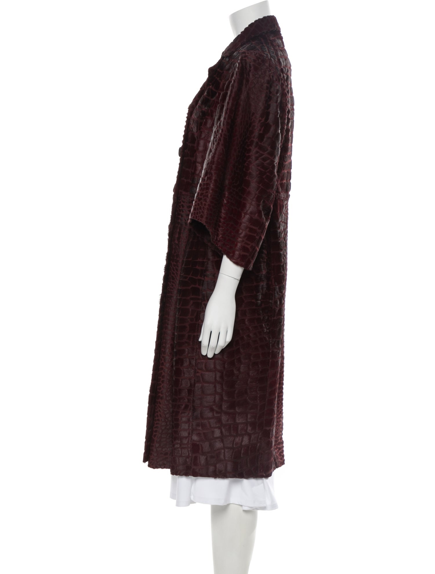 Salvatore Ferragamo Leather Printed Faux Fur Coat