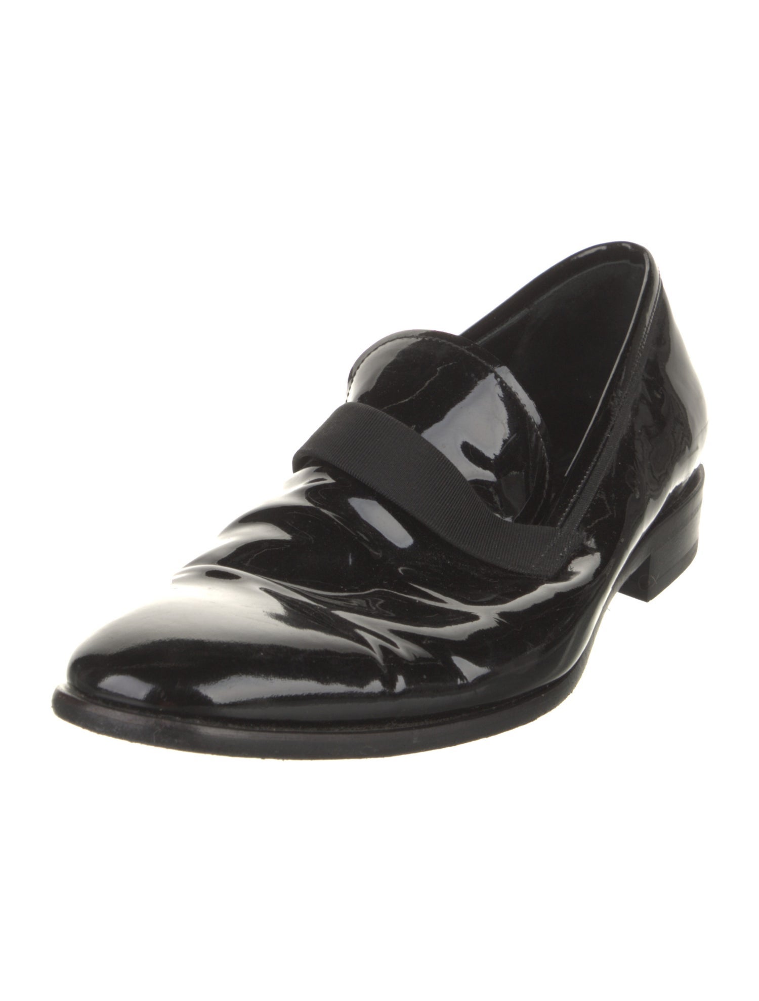 Salvatore Ferragamo Patent Leather Grosgrain Trim Dress Loafers