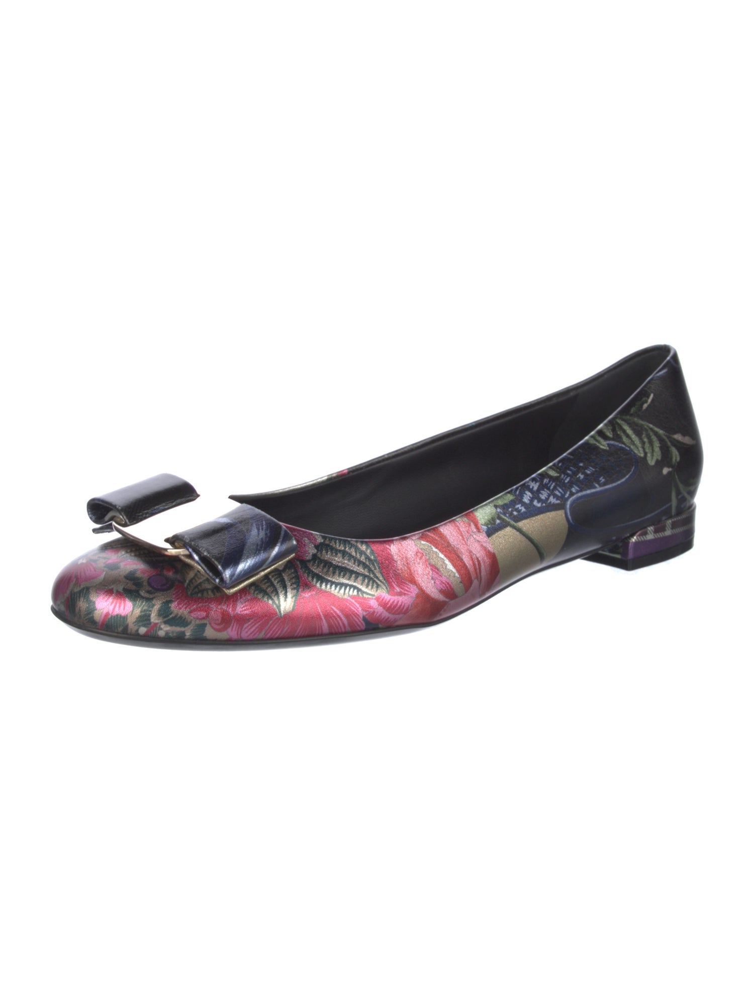 Salvatore Ferragamo Vara Bow Accent Leather Ballet Flats