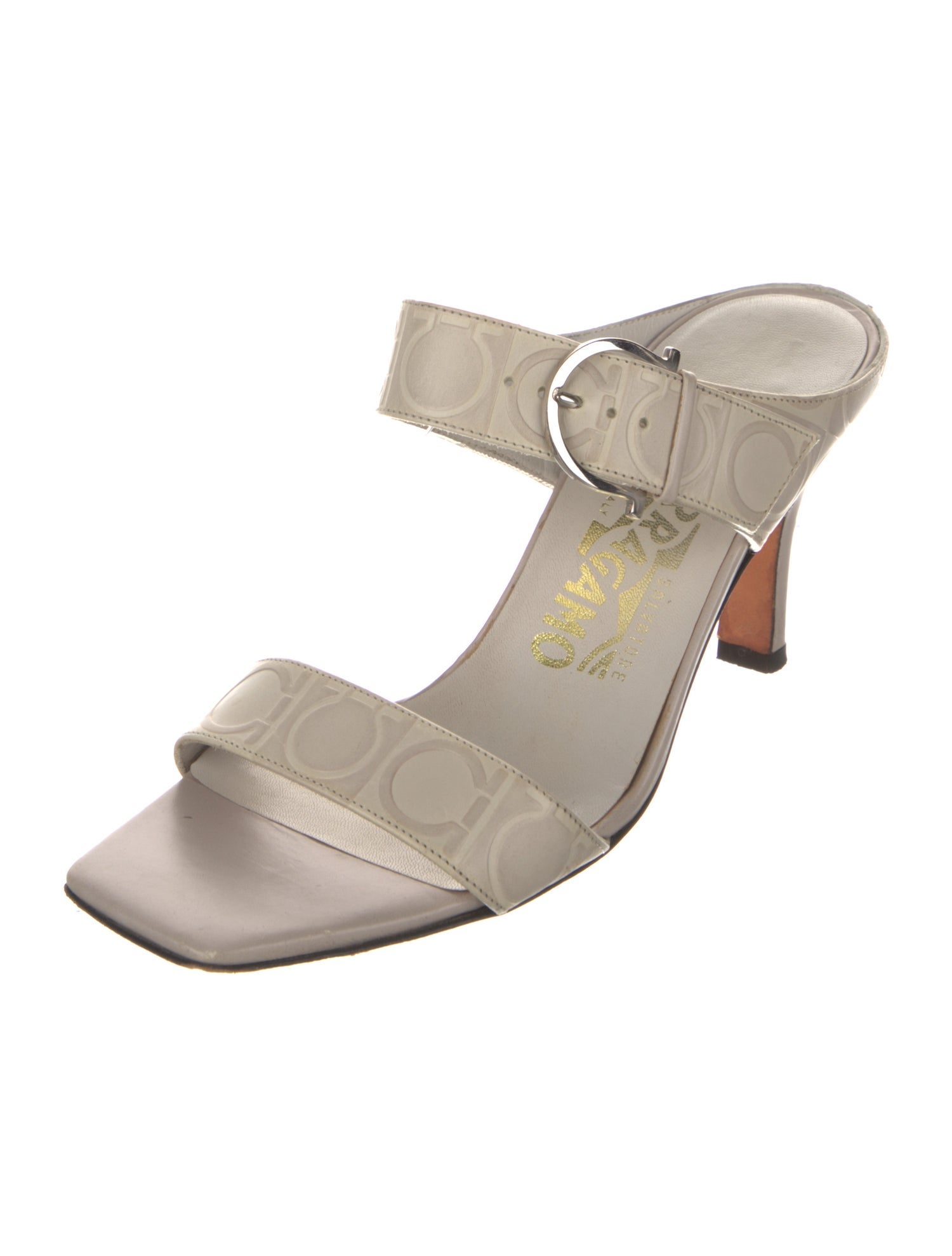 Salvatore Ferragamo Gancini Logo Leather Slides