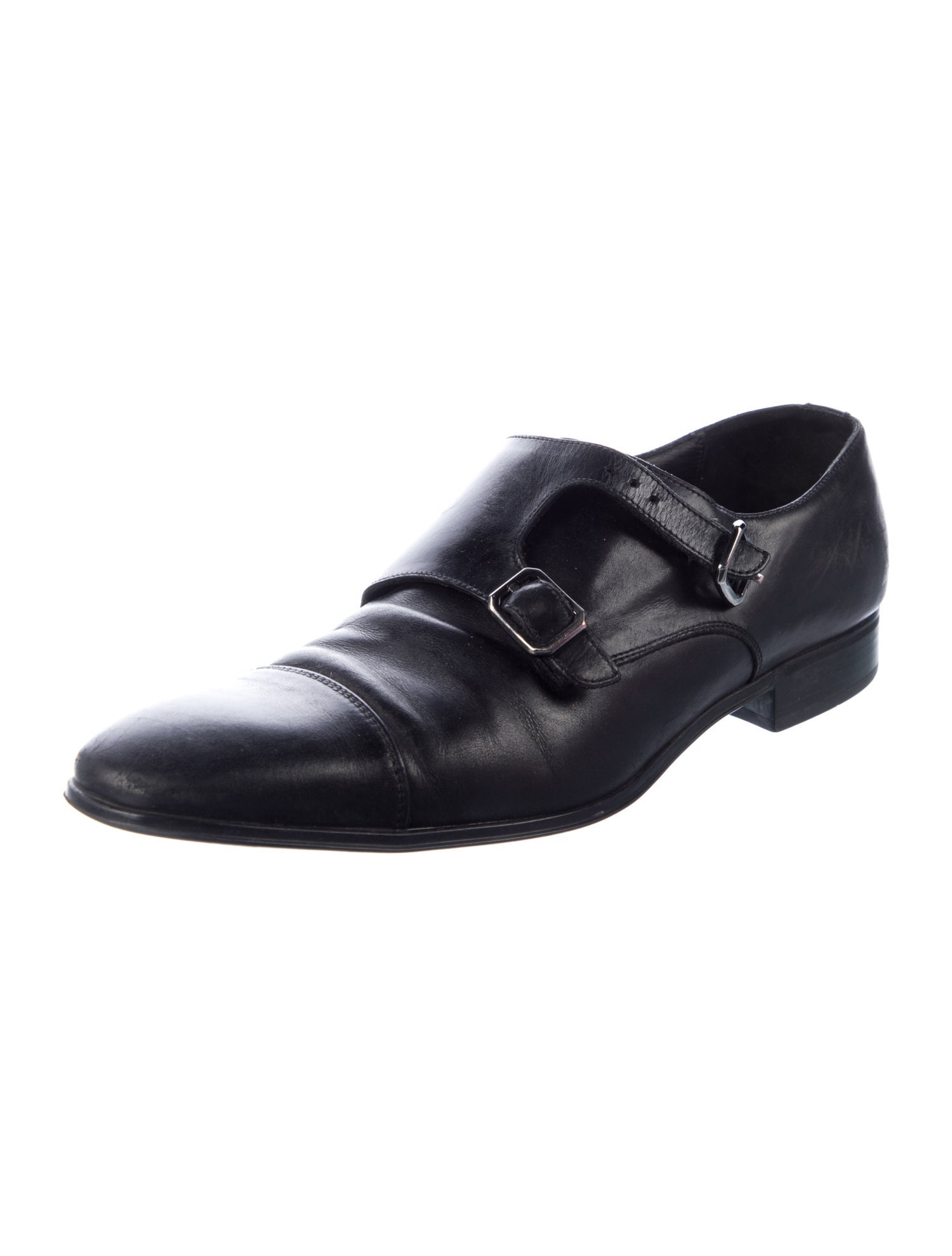 Salvatore Ferragamo Leather Monk Straps
