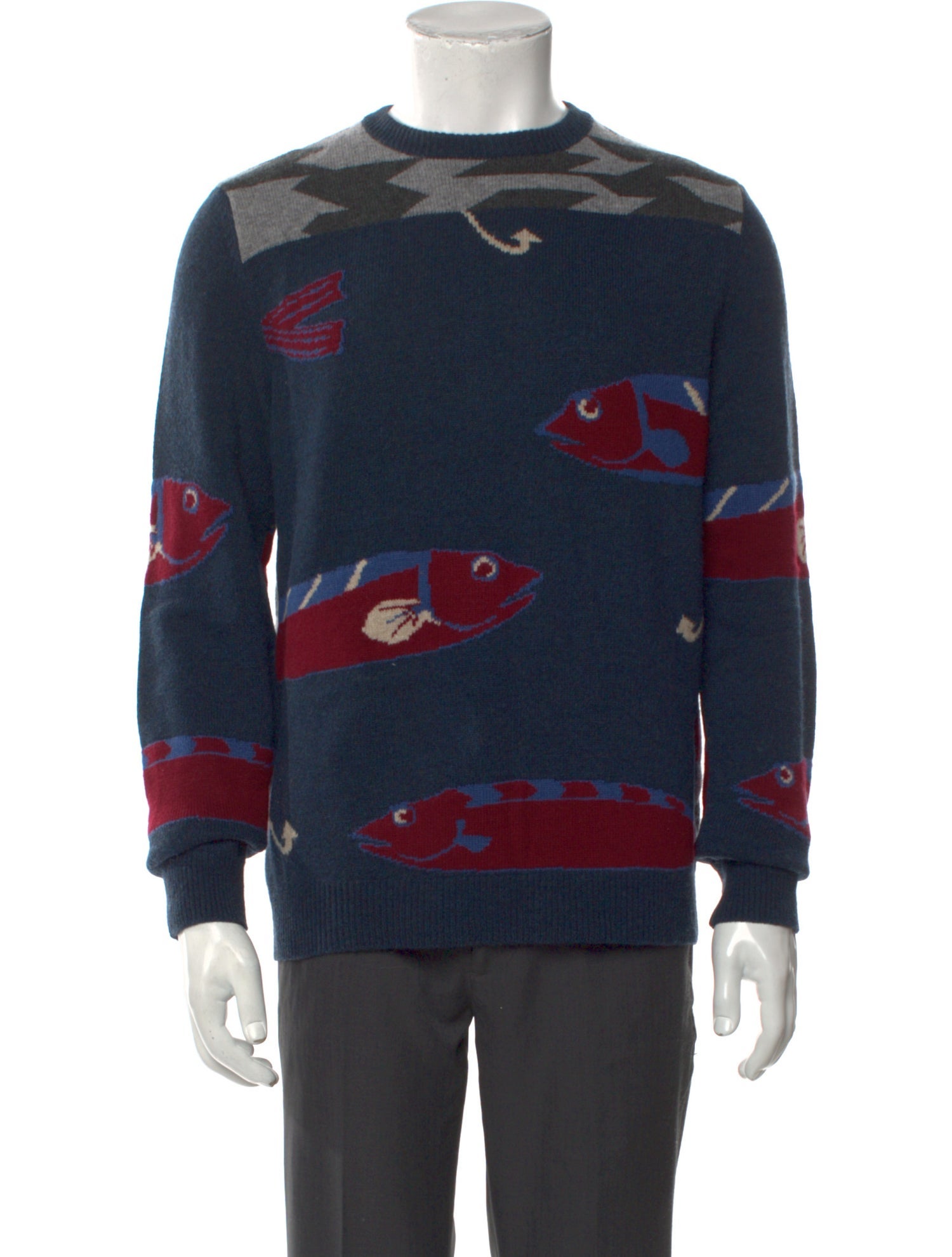 Salvatore Ferragamo Virgin Wool Graphic Print Pullover