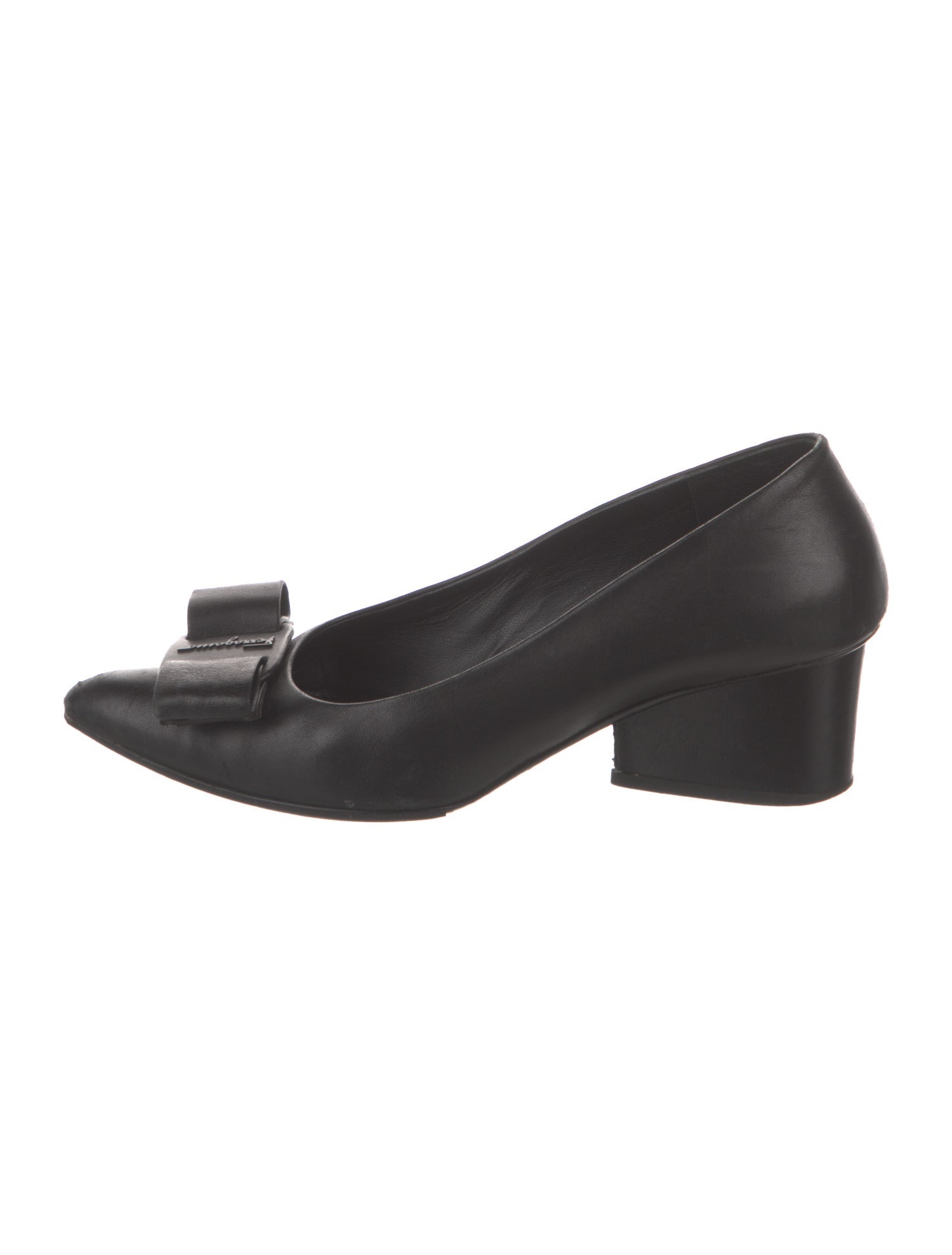 Salvatore Ferragamo Leather Bow Accents Pumps
