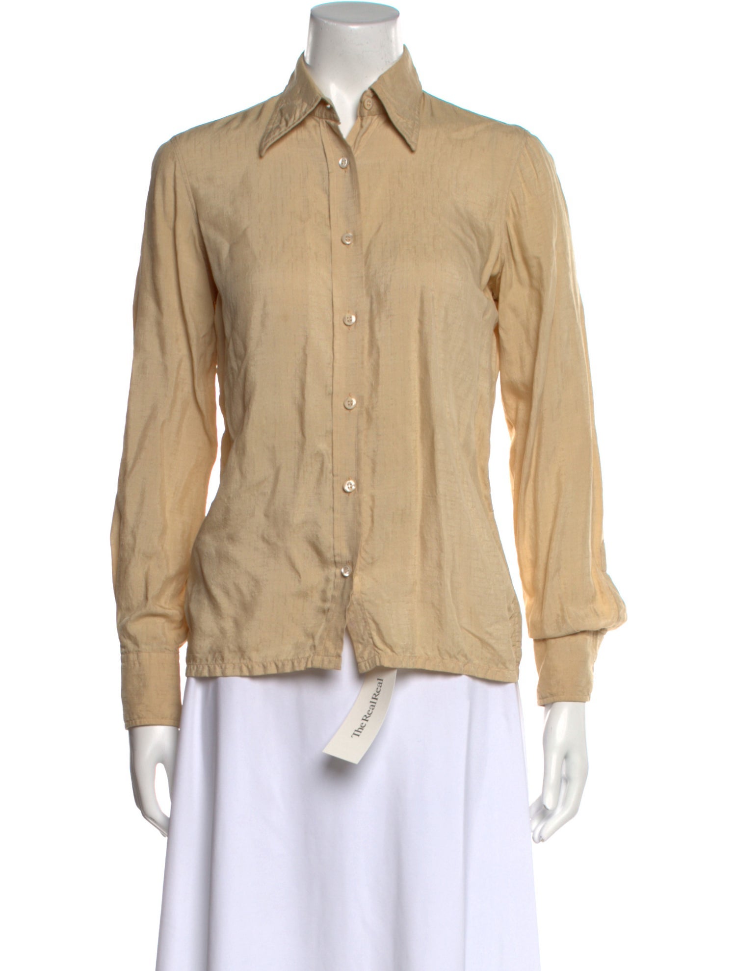 Salvatore Ferragamo Silk Long Sleeve Button-Up Top
