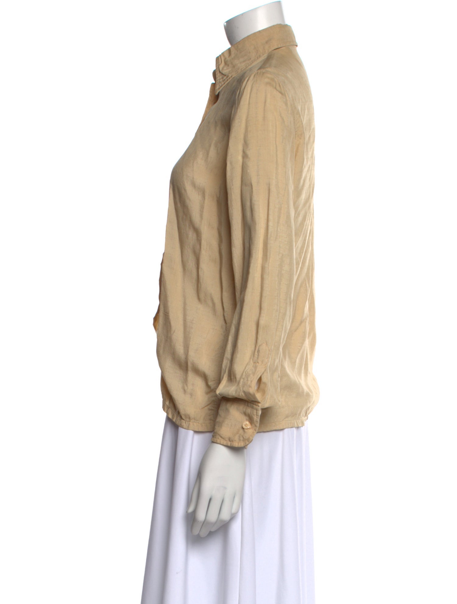 Salvatore Ferragamo Silk Long Sleeve Button-Up Top