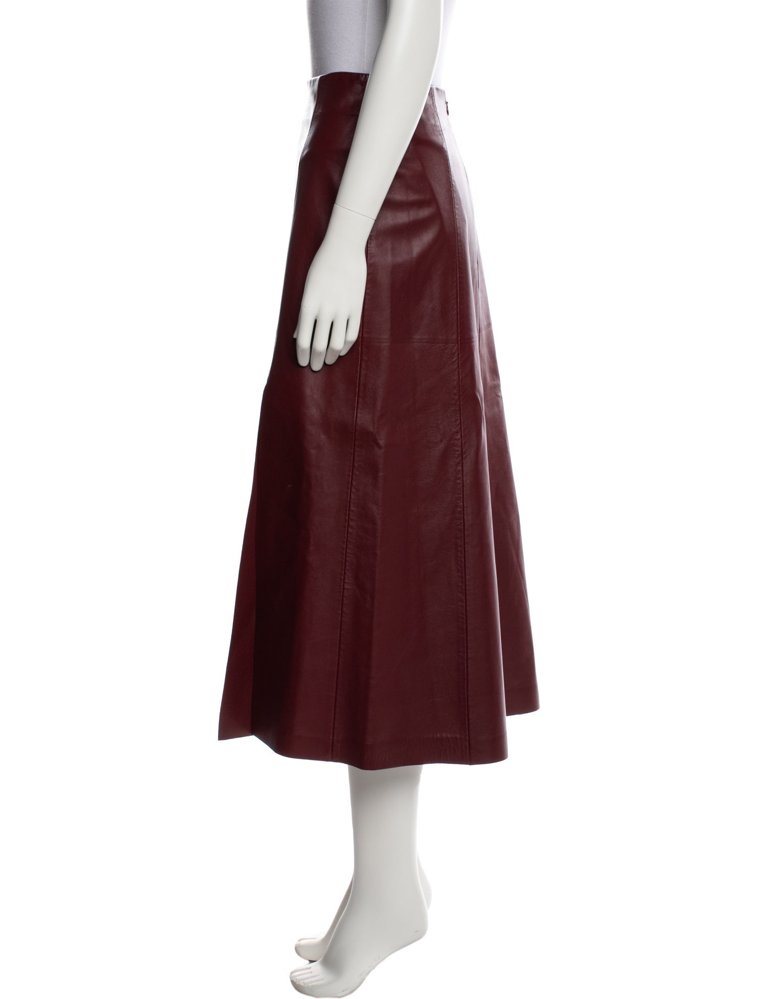 Salvatore Ferragamo Lamb Leather Midi Length Skirt