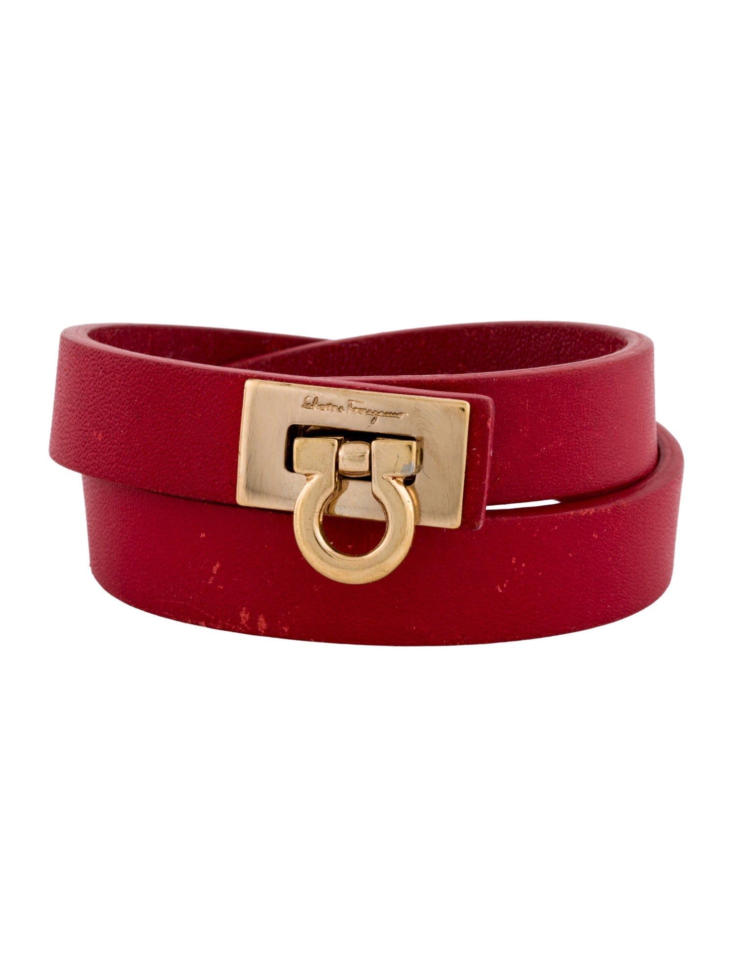 Salvatore Ferragamo Leather Gancini Double Wrap Bracelet
