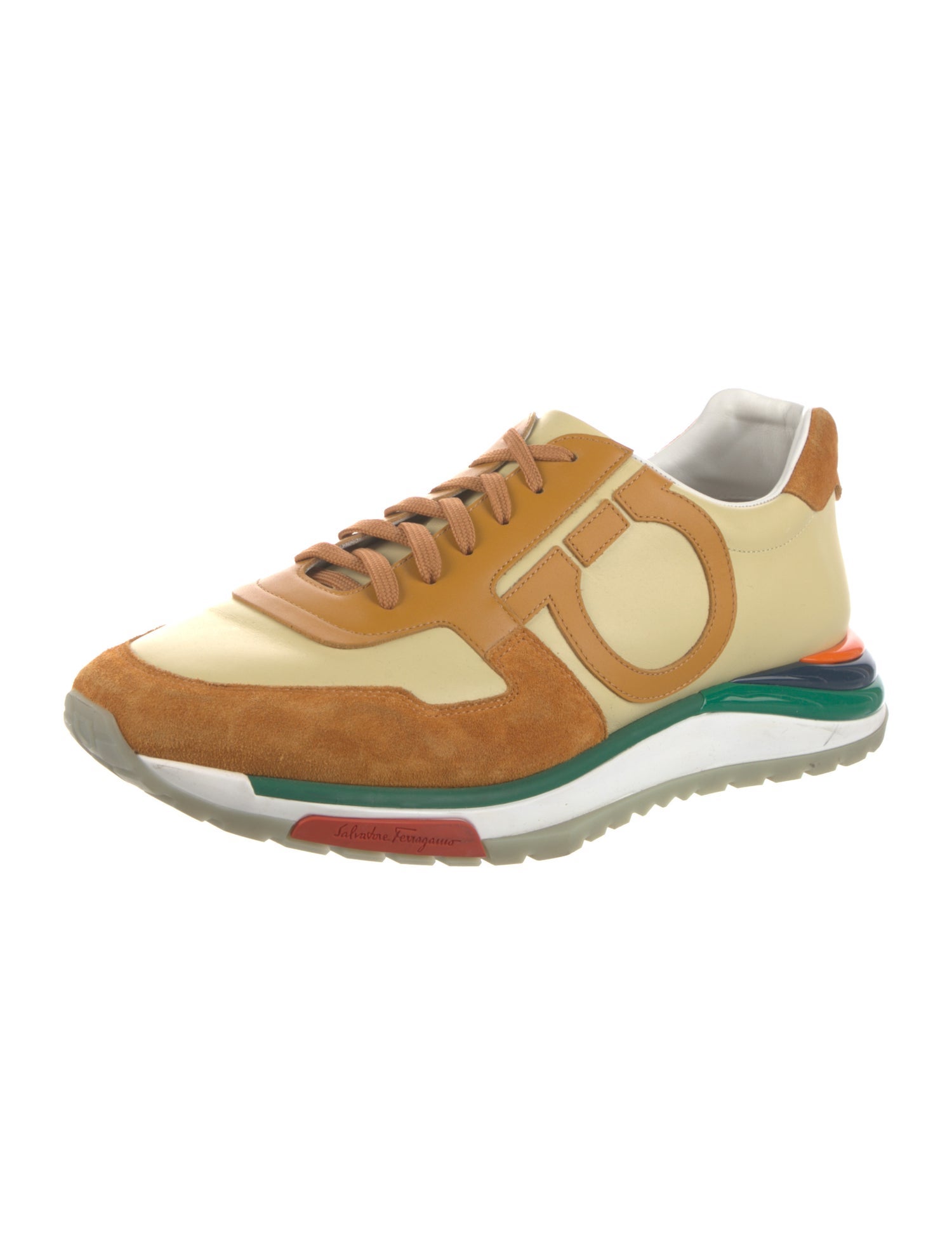 Salvatore Ferragamo Leather Printed Athletic Sneakers