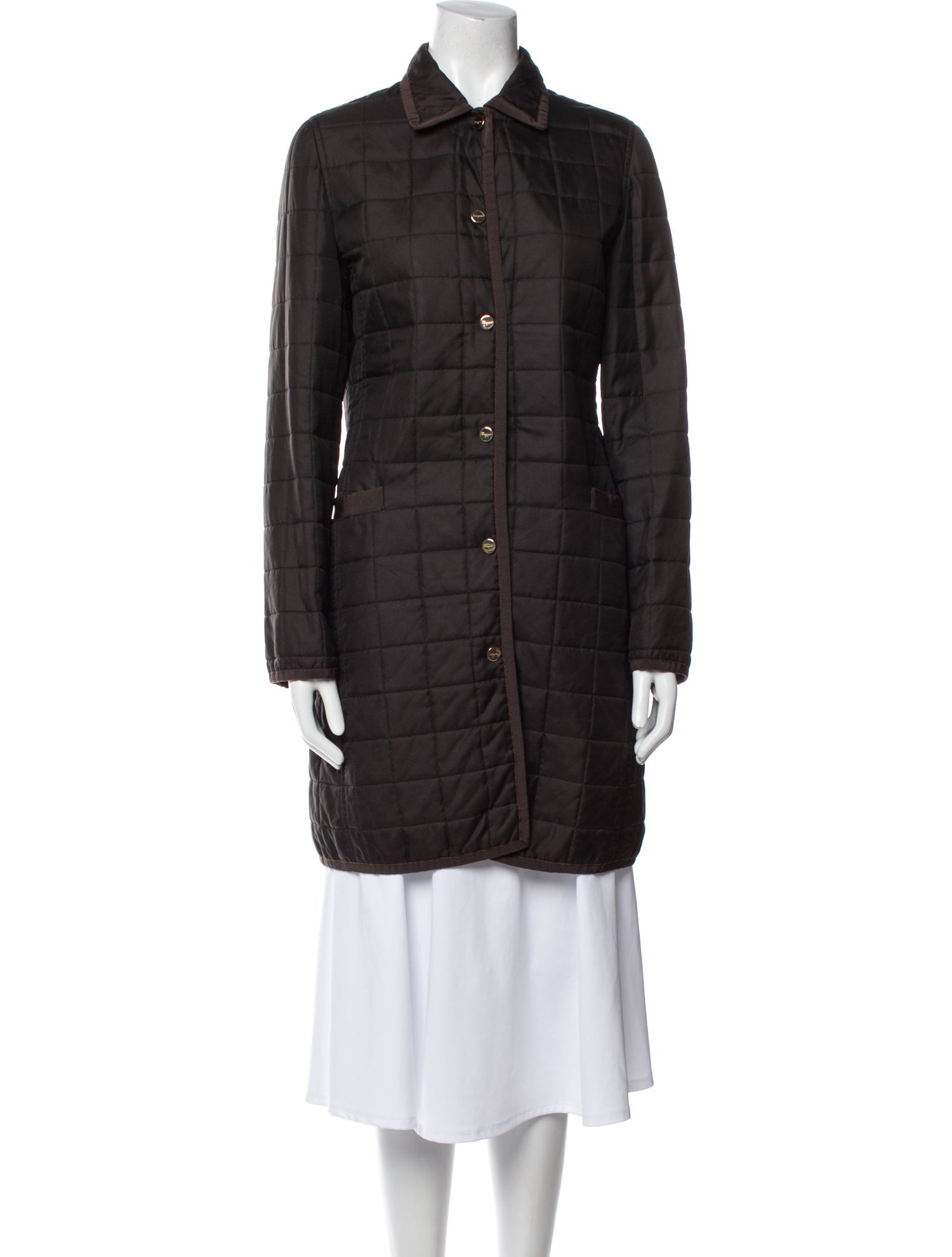 Salvatore Ferragamo Silk Plaid Print Coat