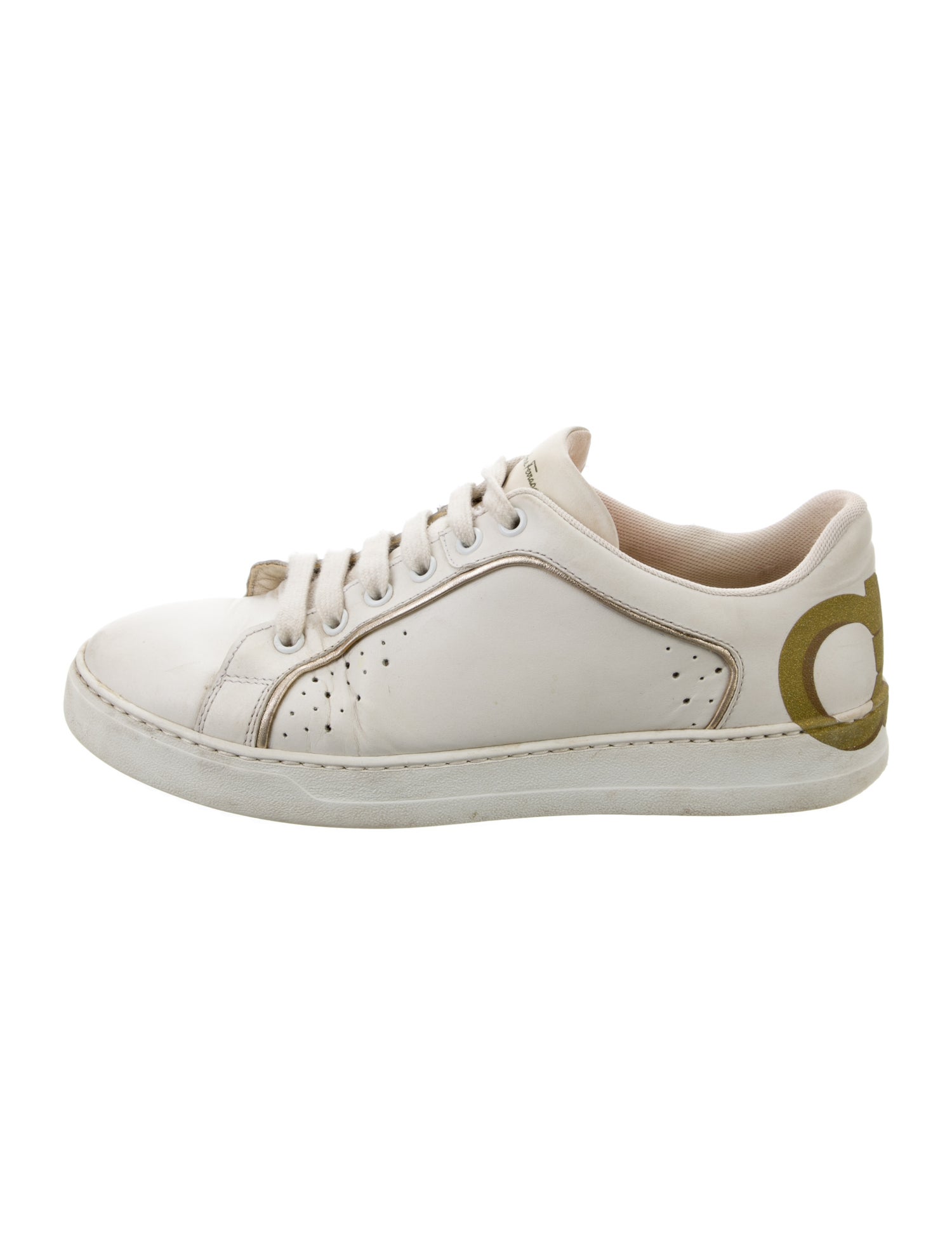 Salvatore Ferragamo Gancini Logo Leather Sneakers