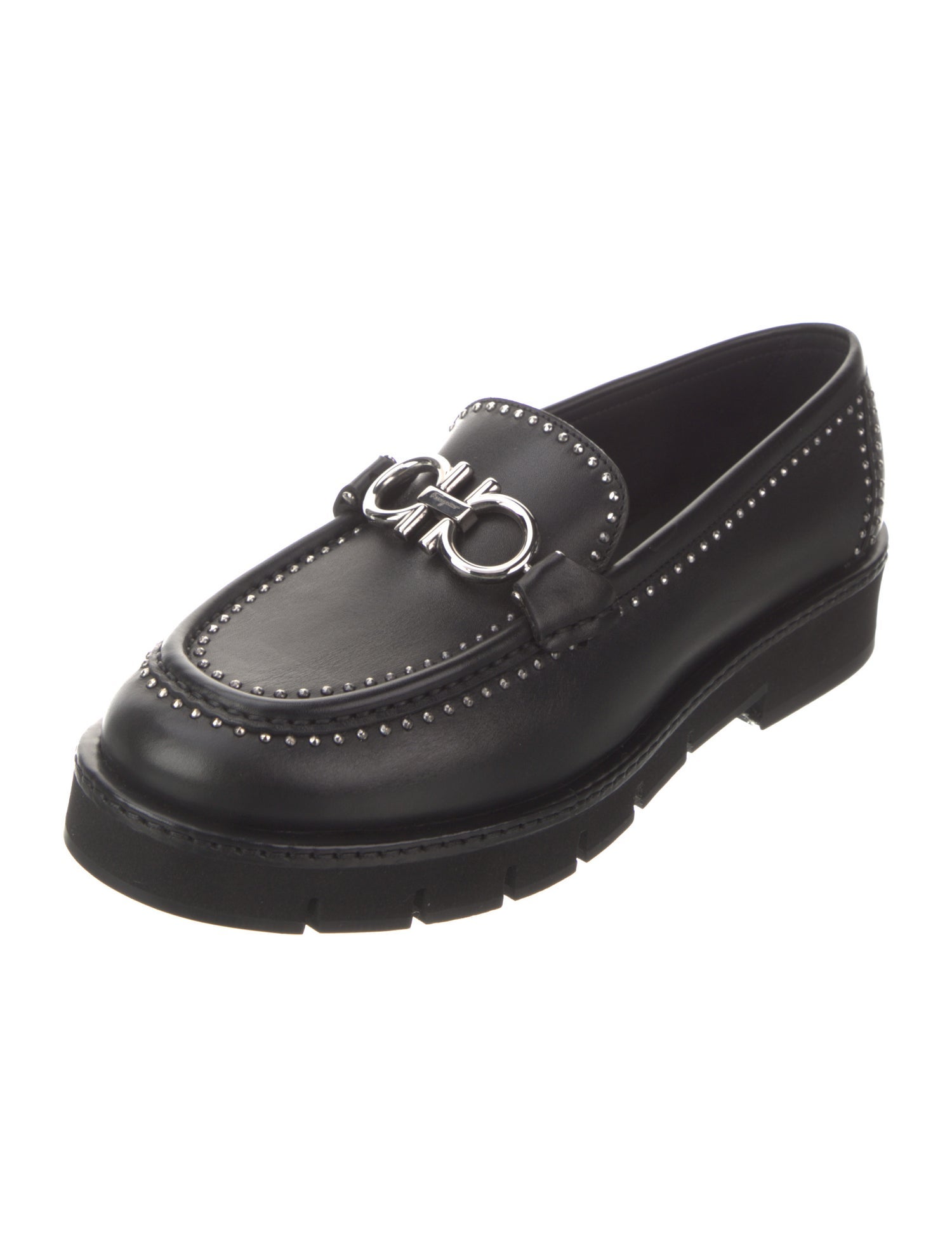 Salvatore Ferragamo Gancini Logo Leather Loafers