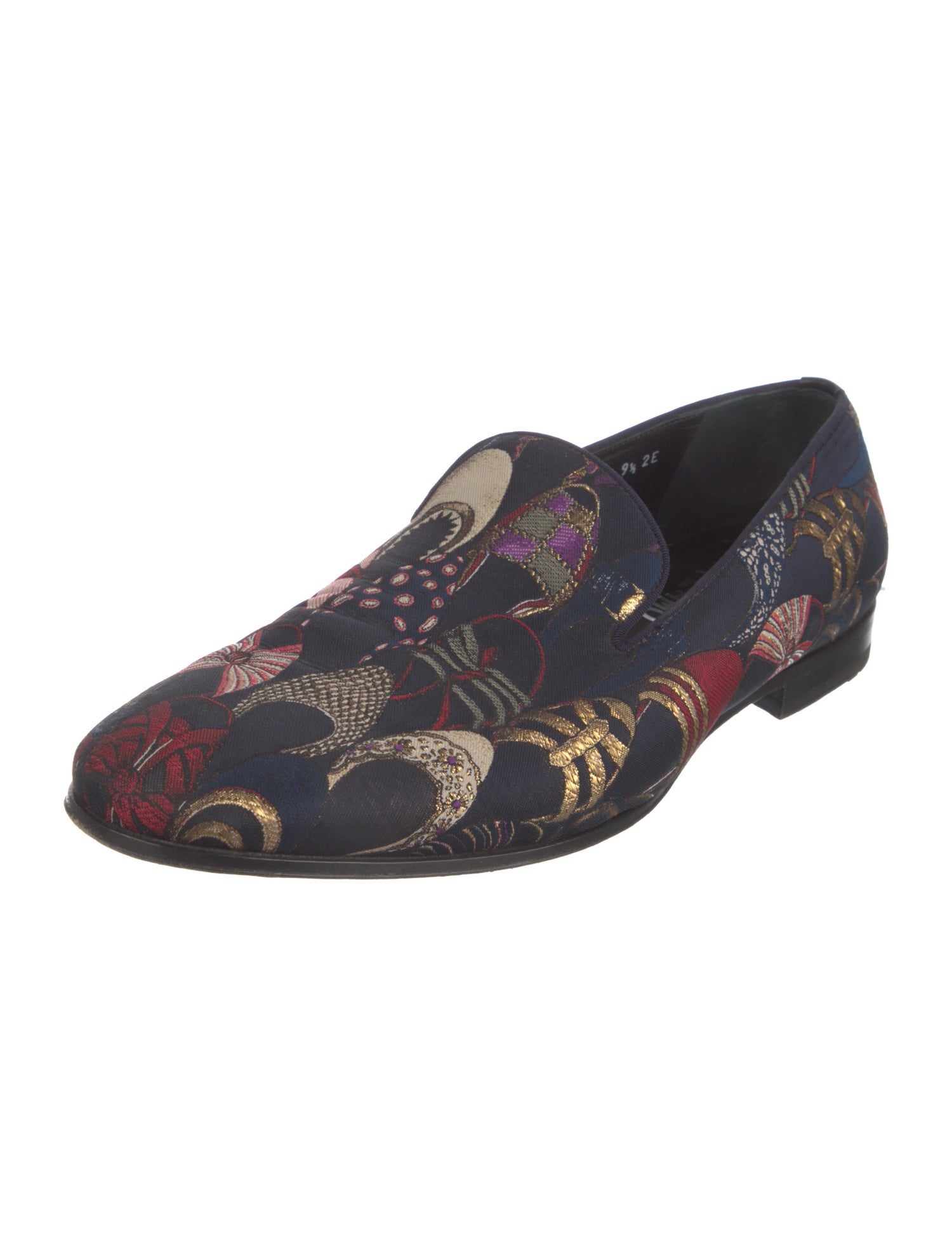Salvatore Ferragamo Printed Embroidered Accent Loafers
