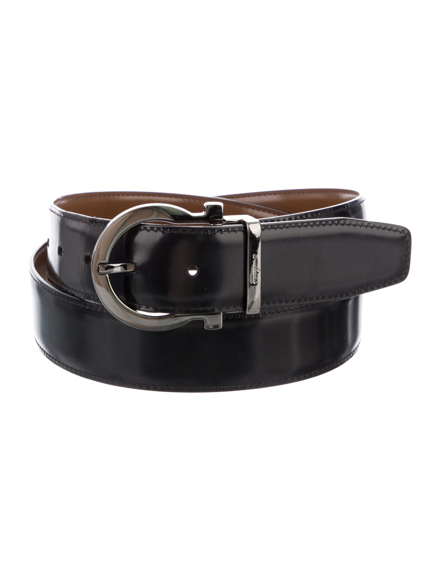 Salvatore Ferragamo Gancio Logo Leather Waist Belt